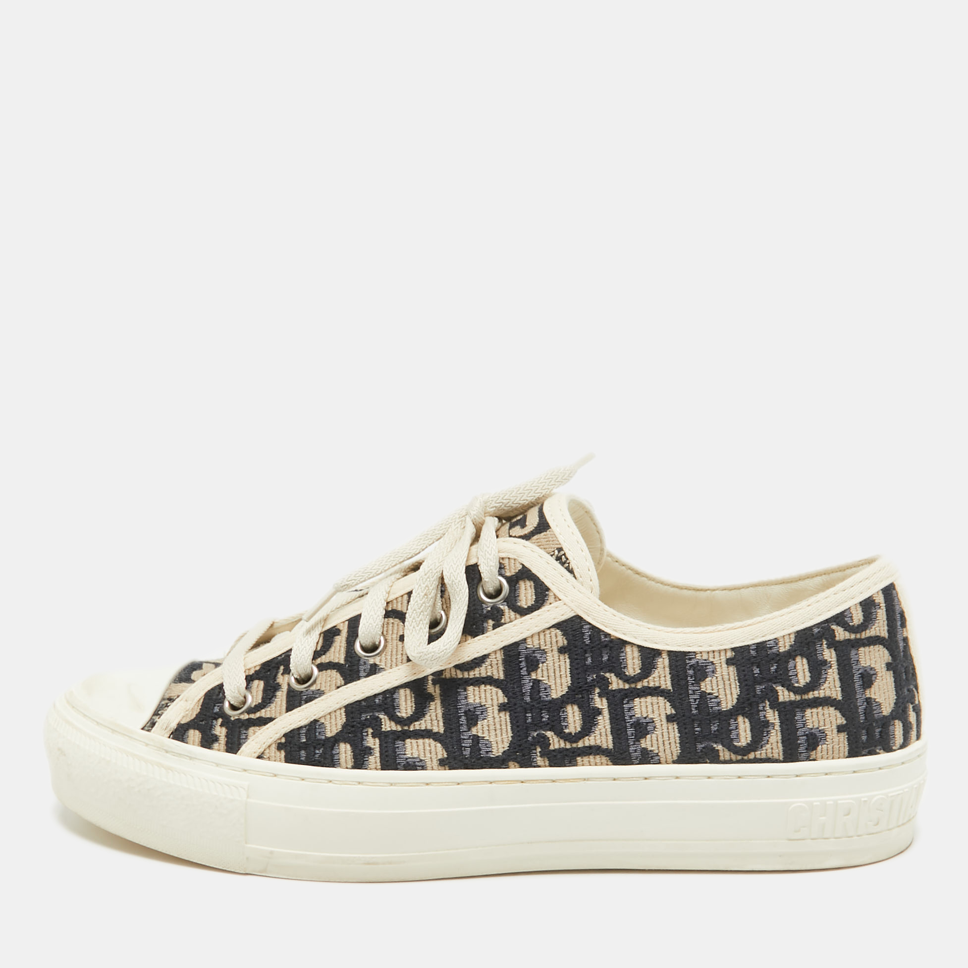 

Dior Blue/Cream Canvas Walk'n'Dior Lace Up Sneakers Size