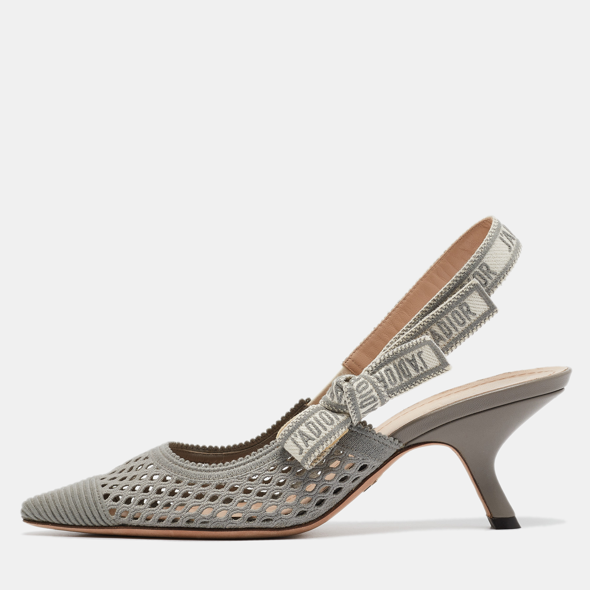 

Dior Grey Canvas J'Adior Slingback Pumps Size