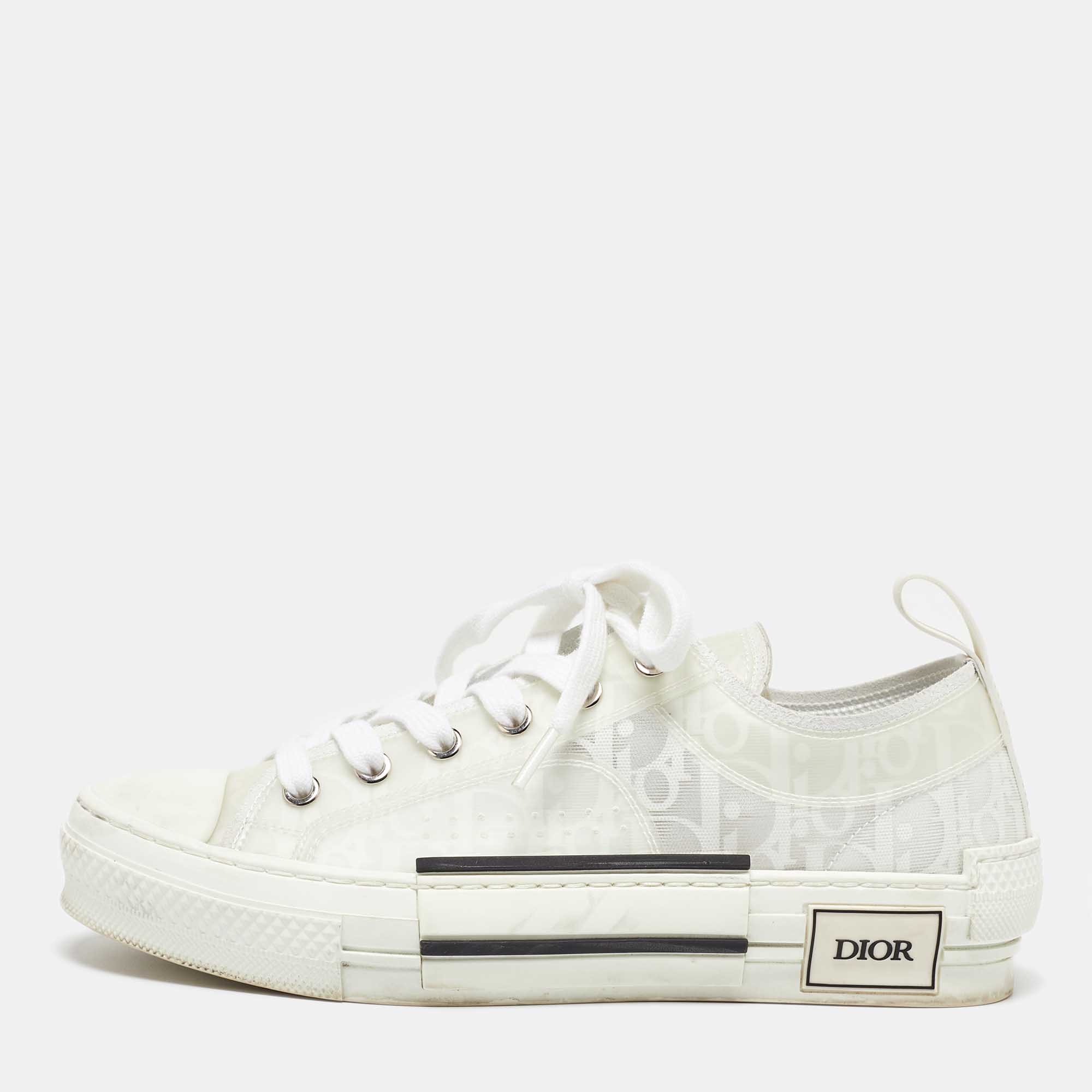 

Dior White Oblique Mesh and Rubber B23 Low Top Sneakers Size