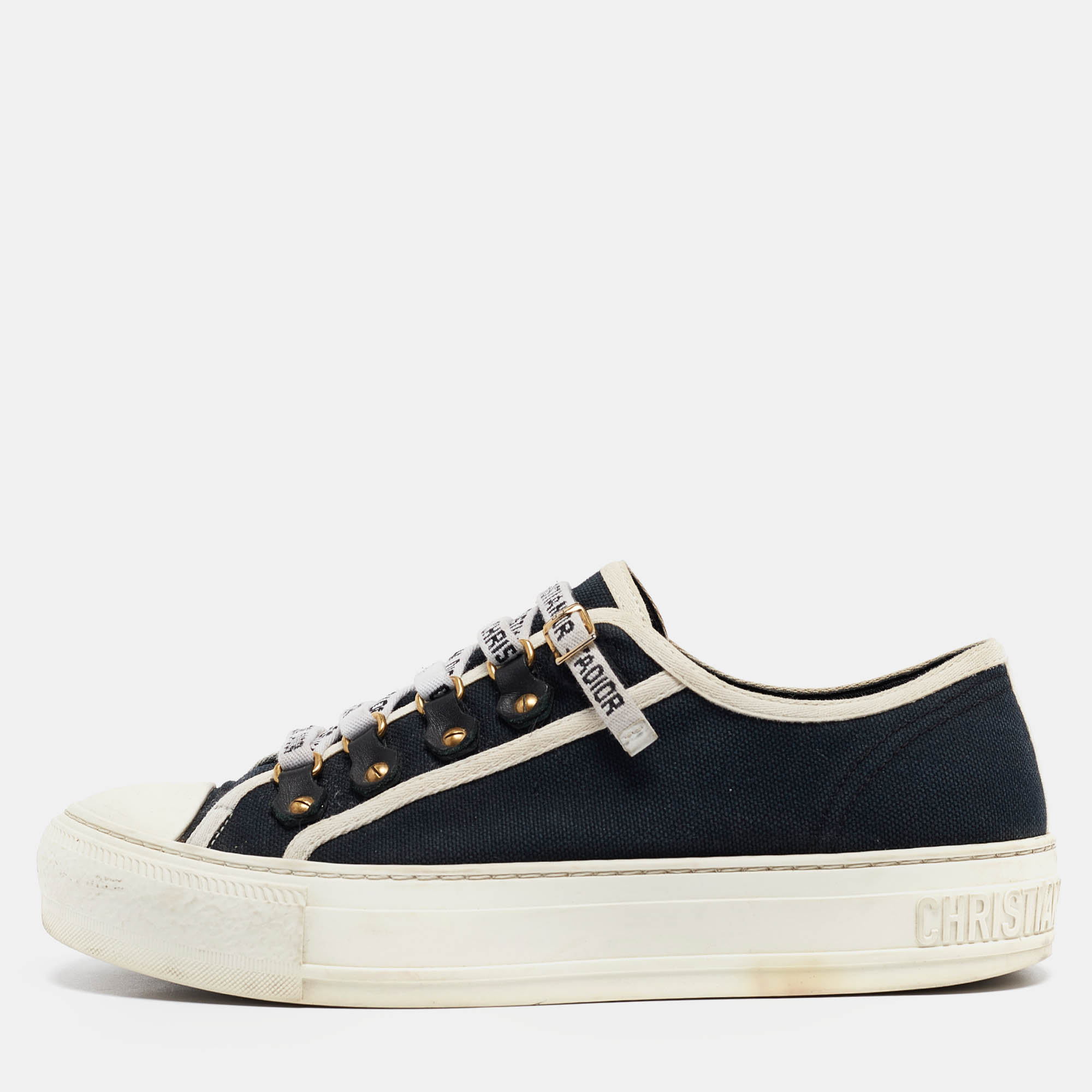 

Dior Navy Blue Canvas Walk'n'Dior Lace Up Sneakers Size