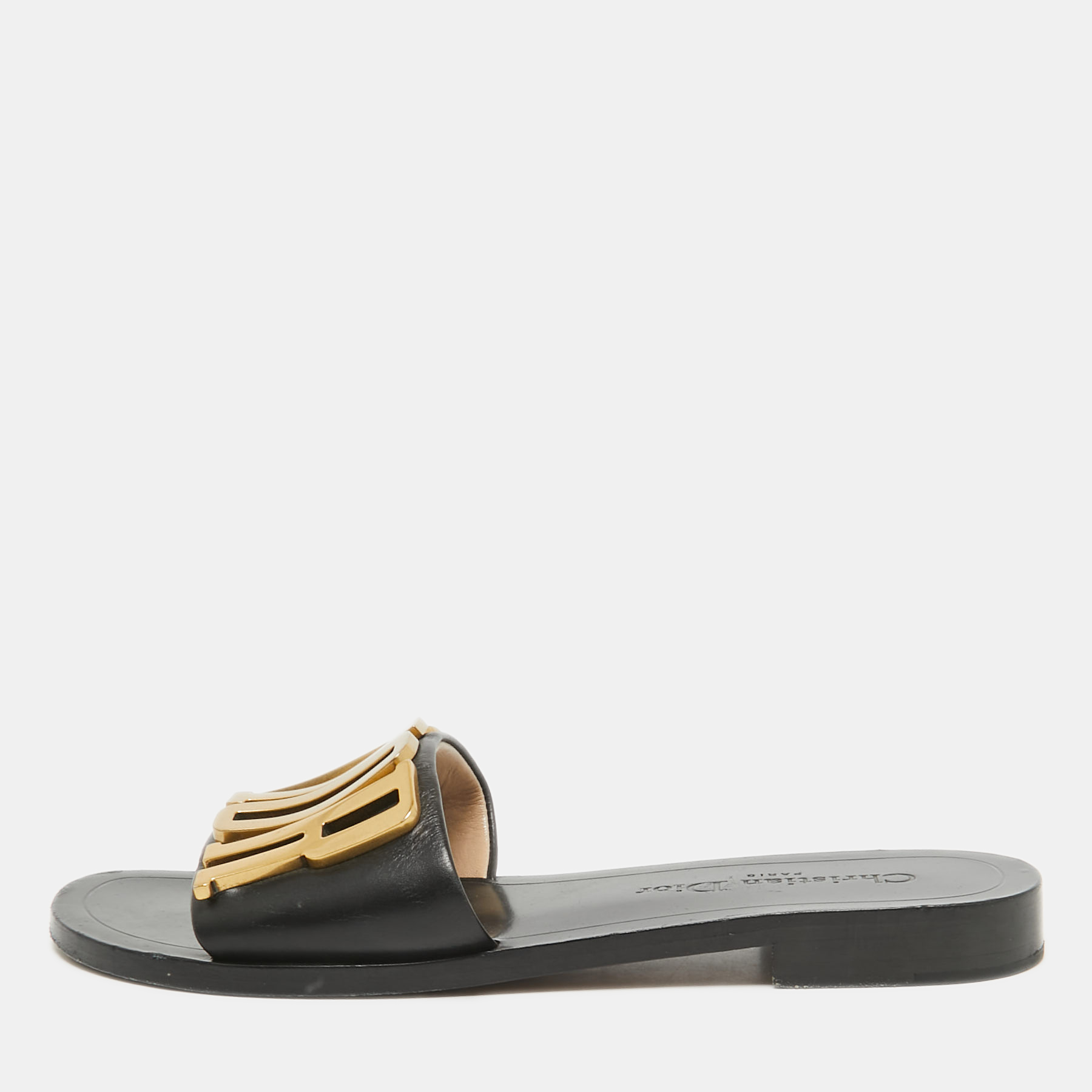 

Dior Black Leather Dior Evolution Flat Slides Size