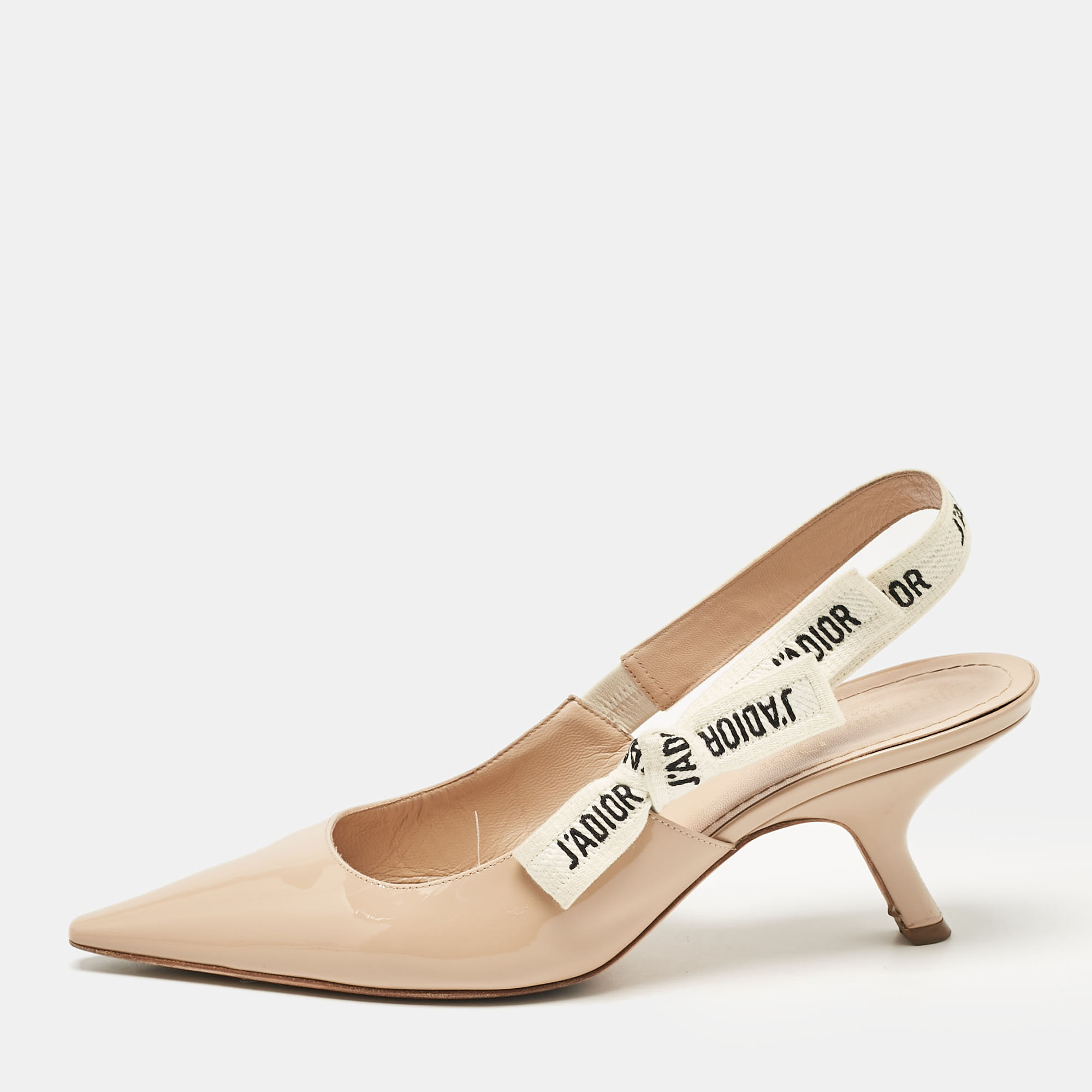 

Dior Beige Patent Leather J'Adior Slingback Pumps Size