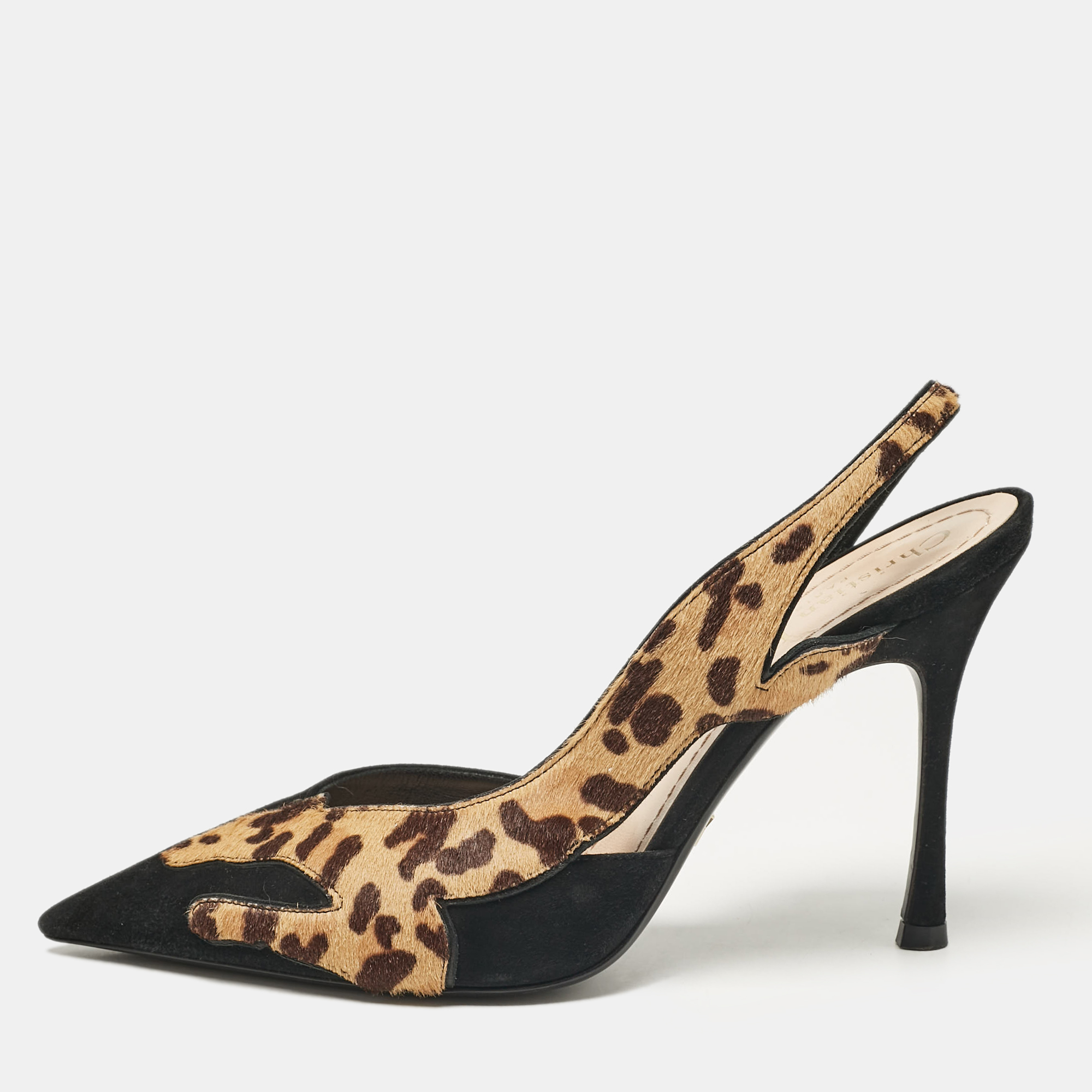 

Dior Black/Brown Calf Hair and Suede Slingback Pumps Size