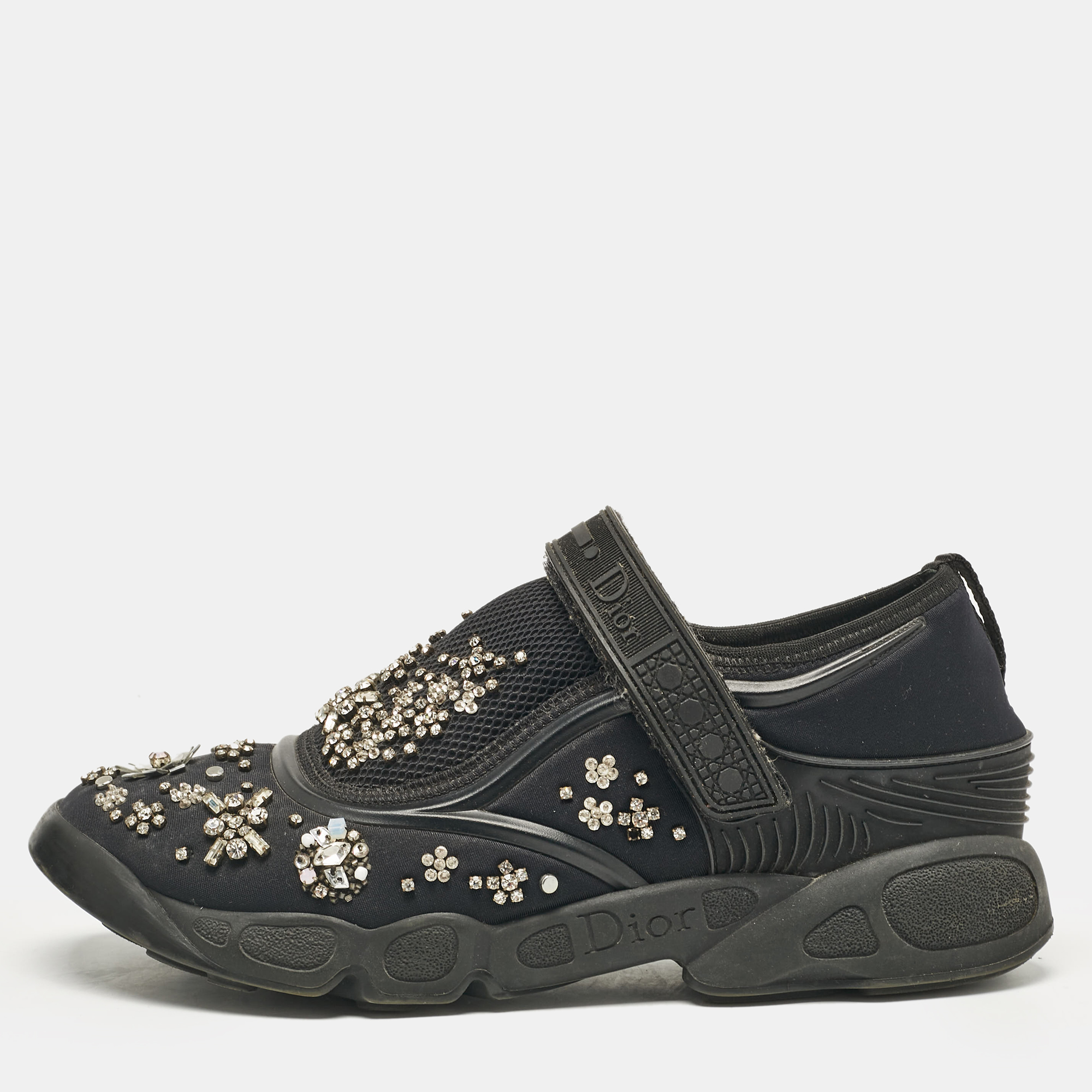 

Dior Black Mesh and Neoprene Fusion Low Top Sneakers Size