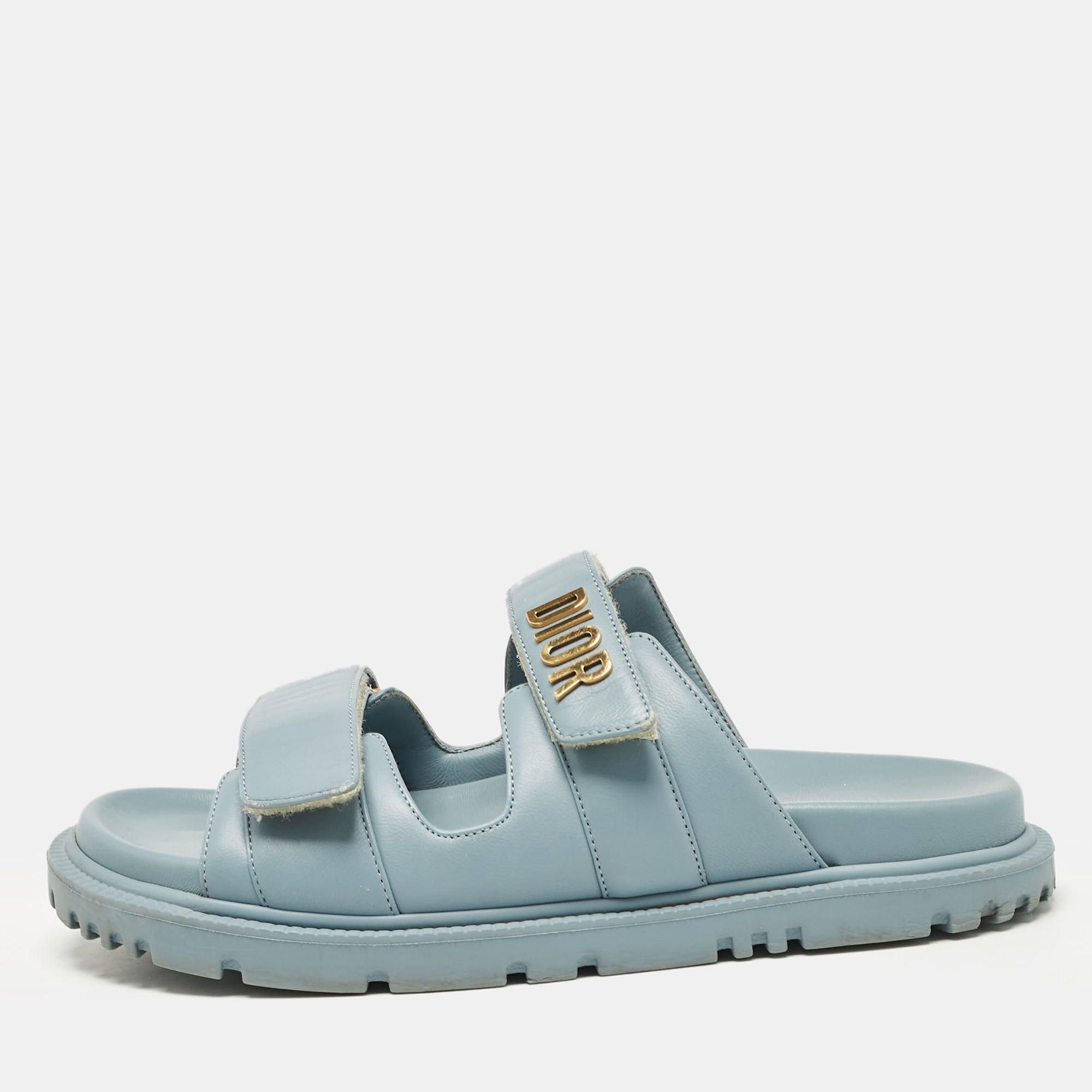 

Dior Blue Leather DiorAct Slide Sandals Size