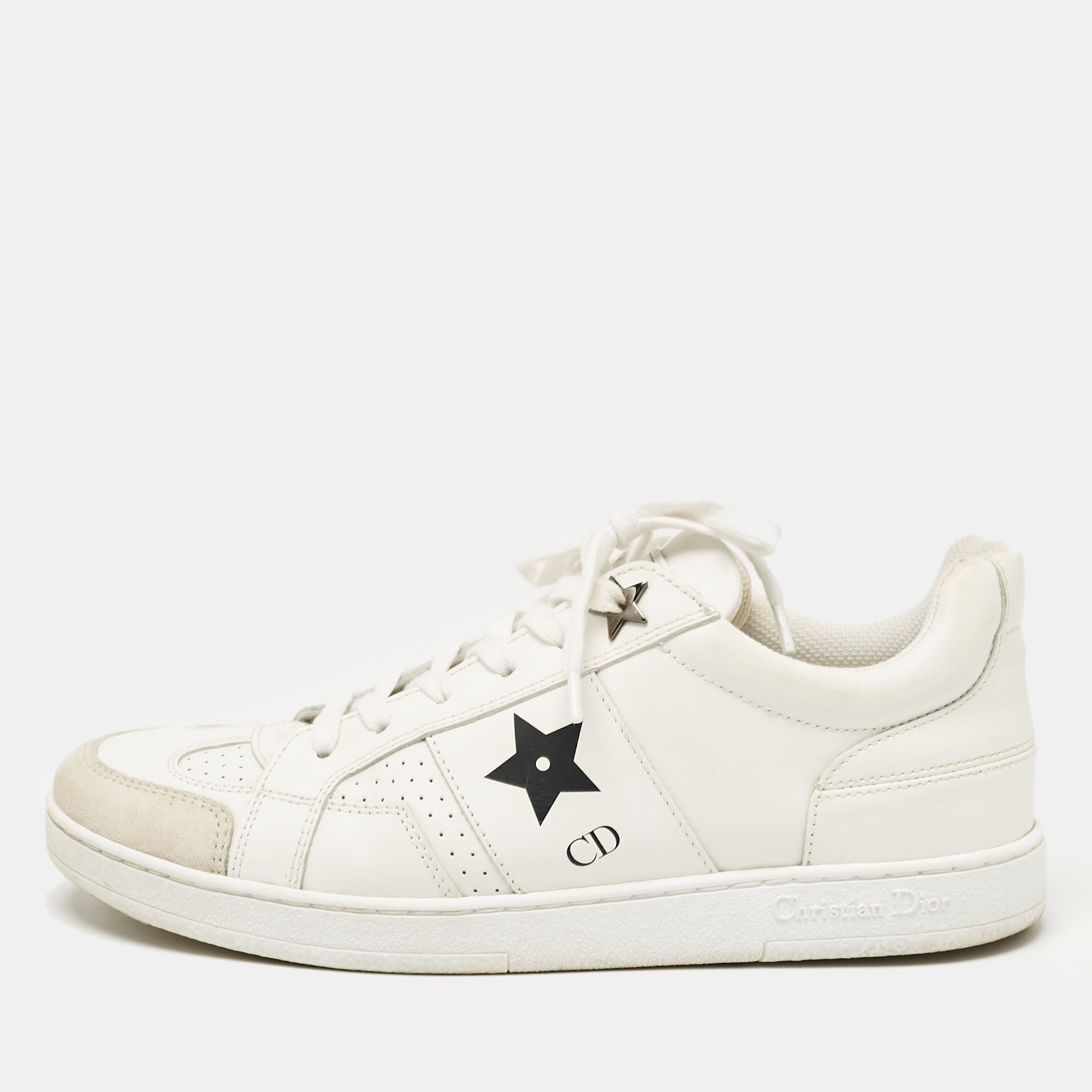 

Dior White Suede and Leather Star Lace Up Sneakers Size