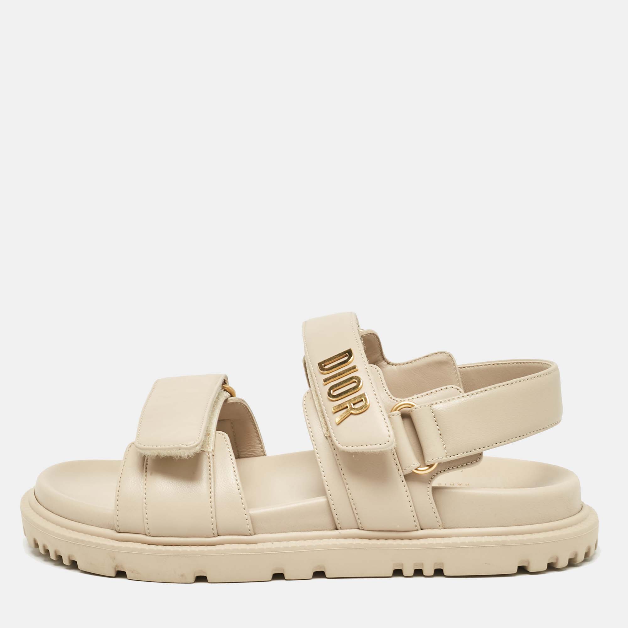 

Dior Cream Leather DiorAct Flat Sandals Size