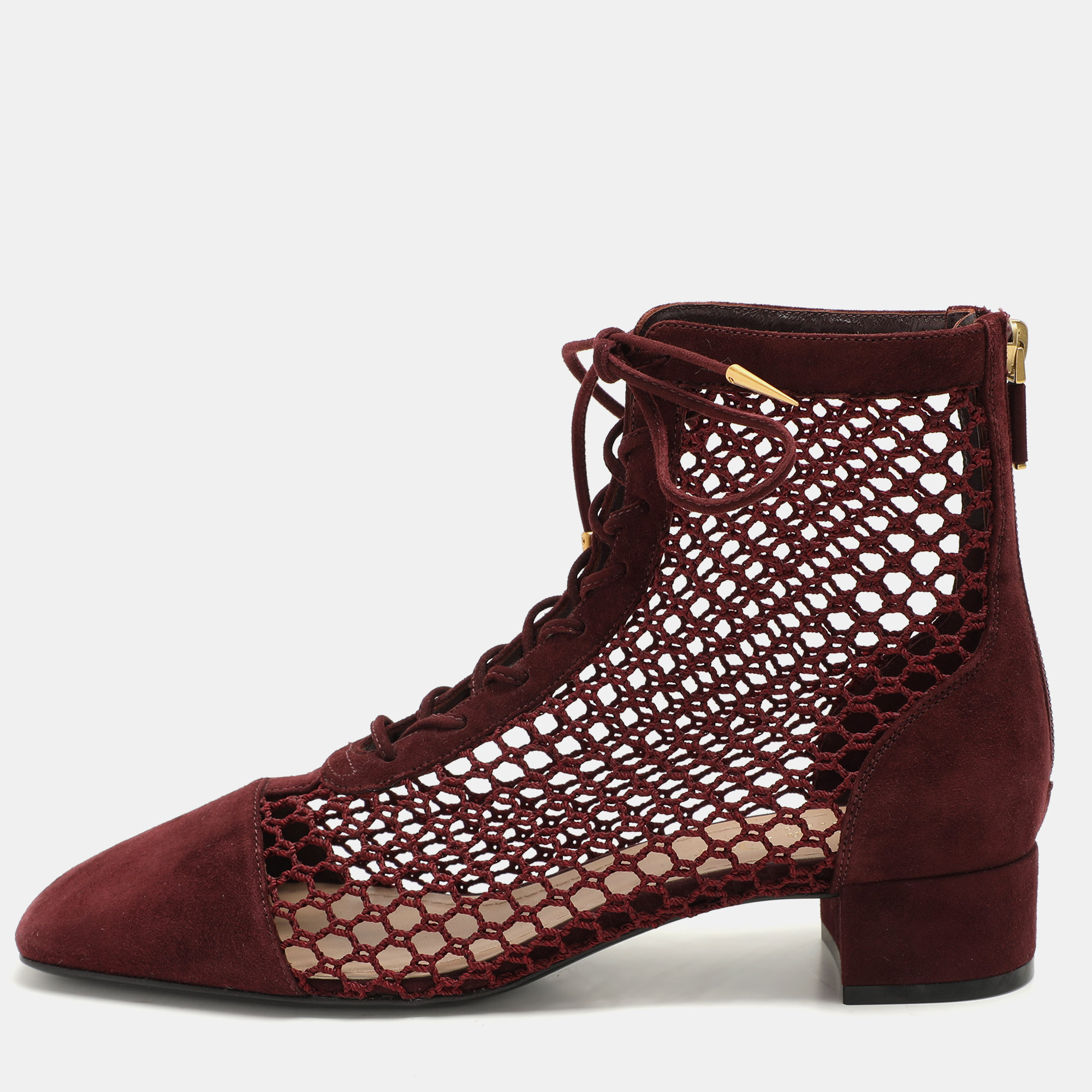 

Dior Burgundy Suede and Mesh Naughtily-D Ankle Boots Size