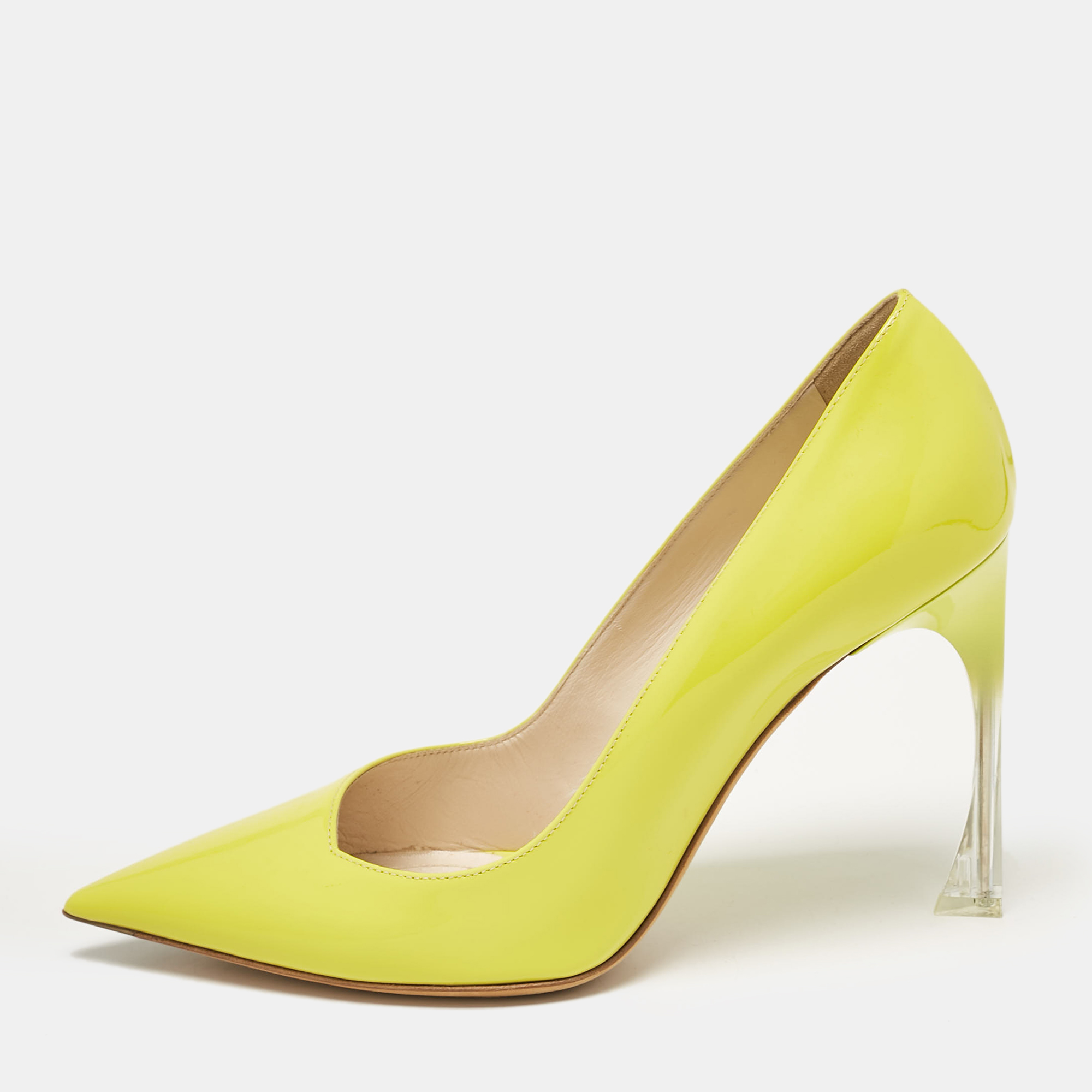 

Dior Neon Yellow Patent Leather Songe Pumps Size