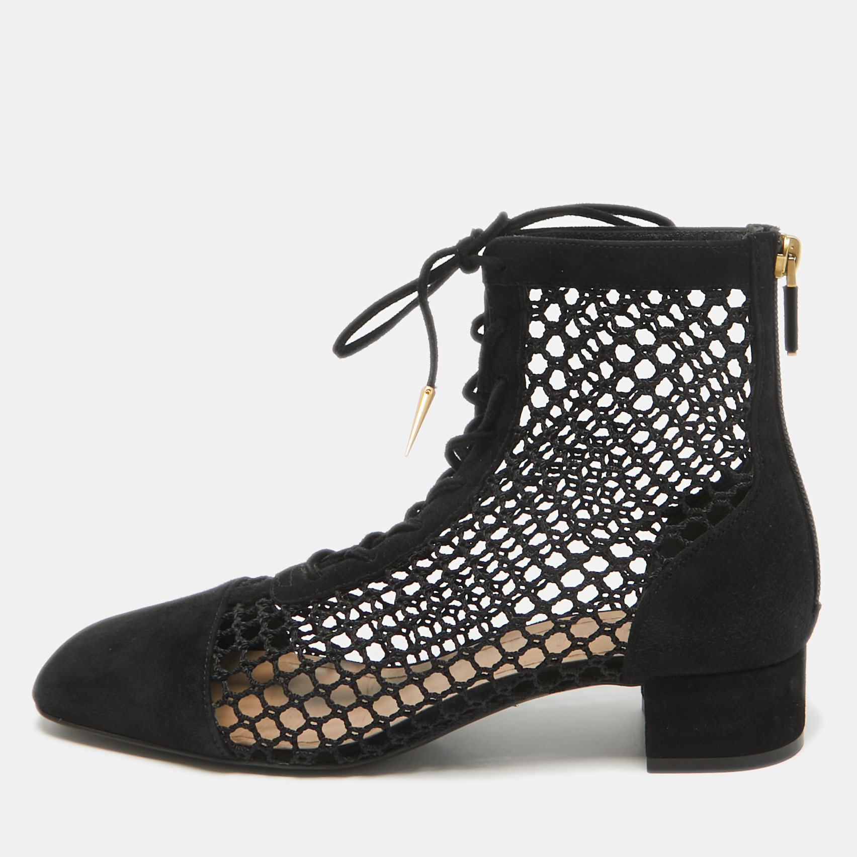 

Dior Black Mesh and Suede Naughtily D Ankle Boots Size