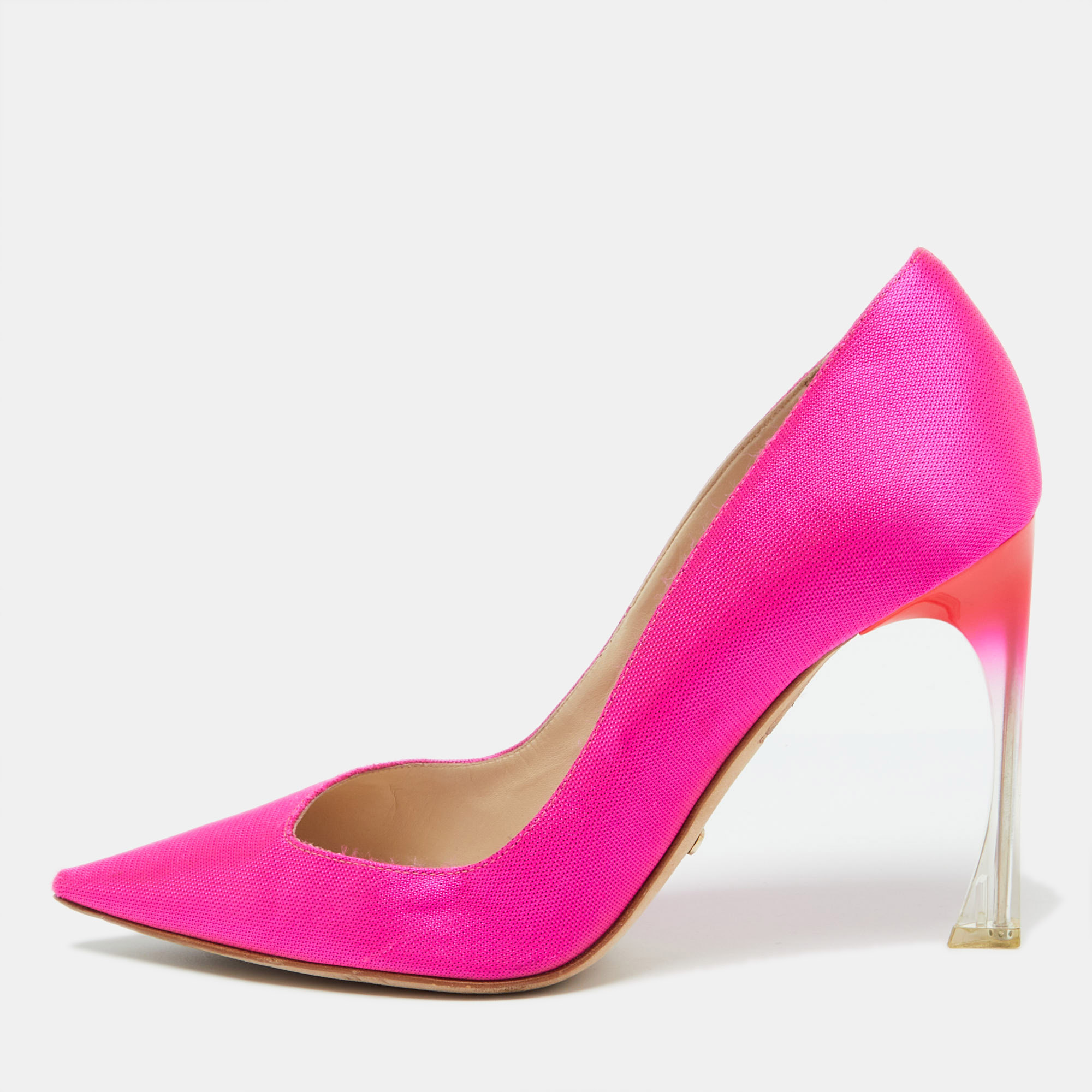 

Dior Fuchsia Pink Canvas Flare Heel Pointed Toe Pumps Size