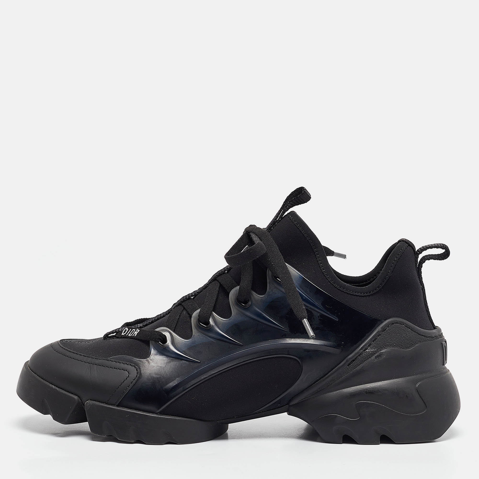 

Dior Black Fabric and PVC D-Connect Lace Up Sneakers Size