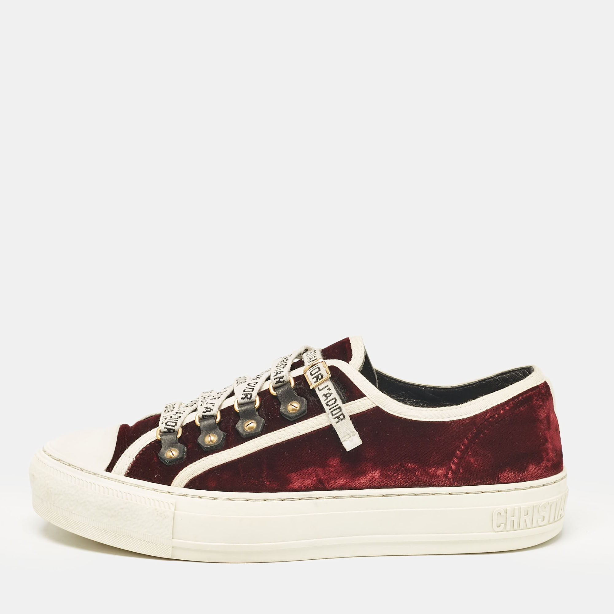 

Dior Burgundy Velcro Walk'n'Dior Low Top Sneakers Size