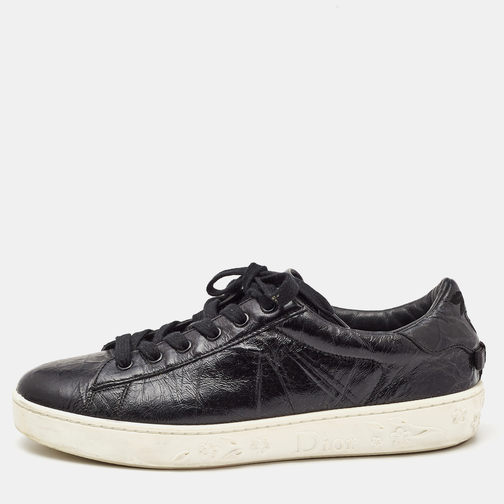 

Dior Black Textured Leather Low Top Sneakers Size