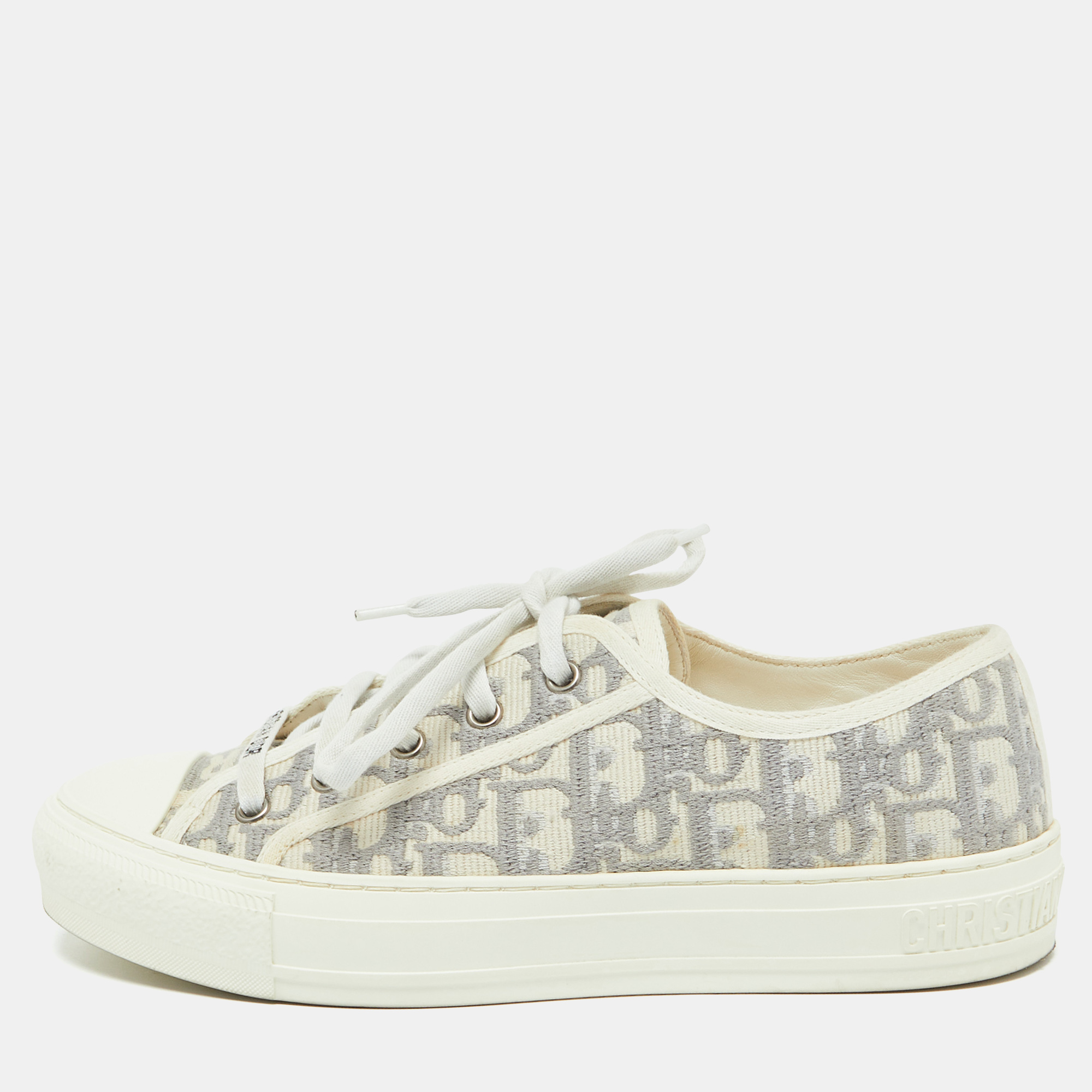 

Dior Grey/White Oblique Canvas Walk'n'Dior Low Top Sneakers Size