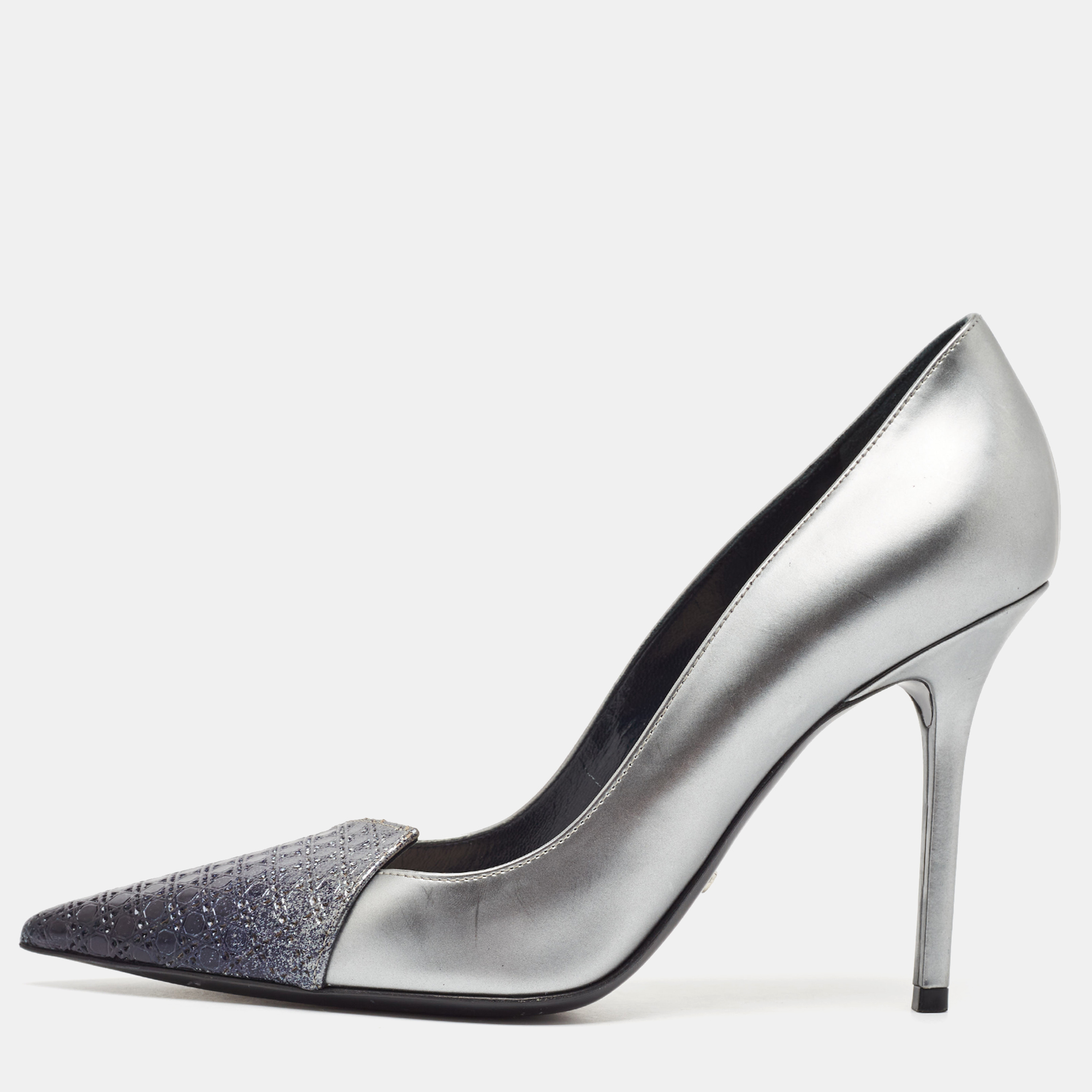 

Dior Grey Patent Leather Cannage Pointed Toe Pumps Size