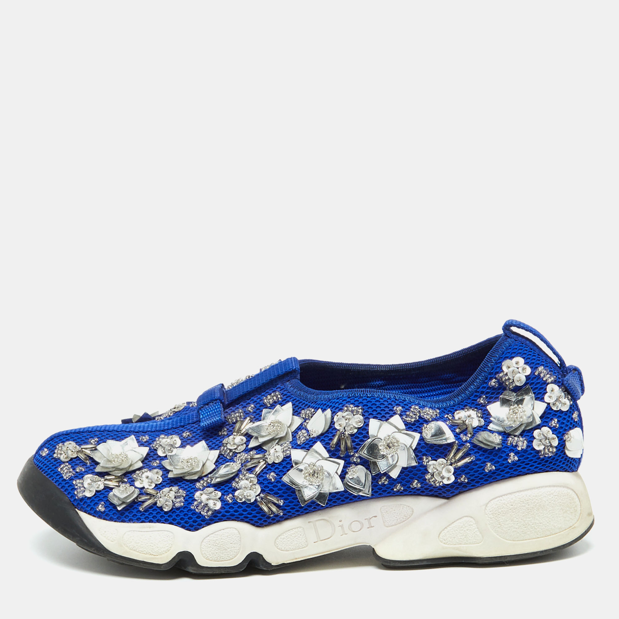 

Dior Blue Mesh Embellished Fusion Slip On Sneakers Size