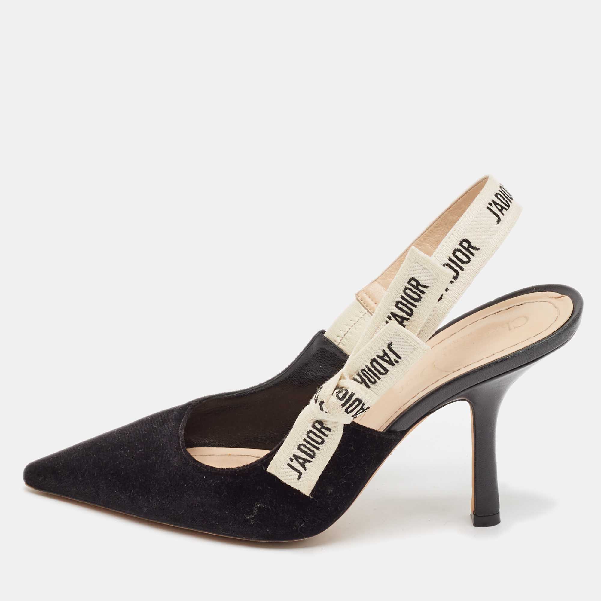 

Dior Black Velvet J'Adior Slingback Pumps Size