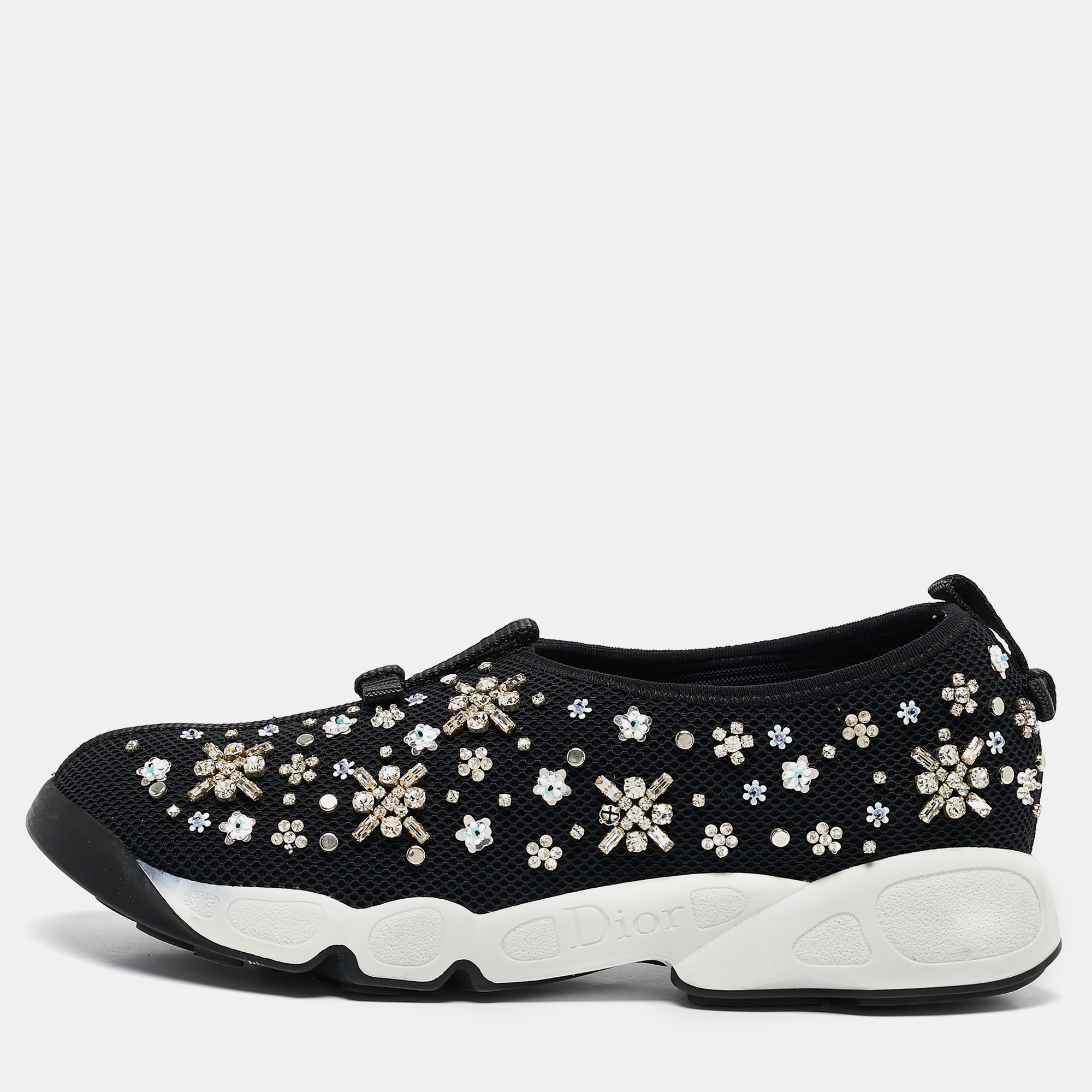 

Dior Black Mesh Embellished Fusion Sneakers Size