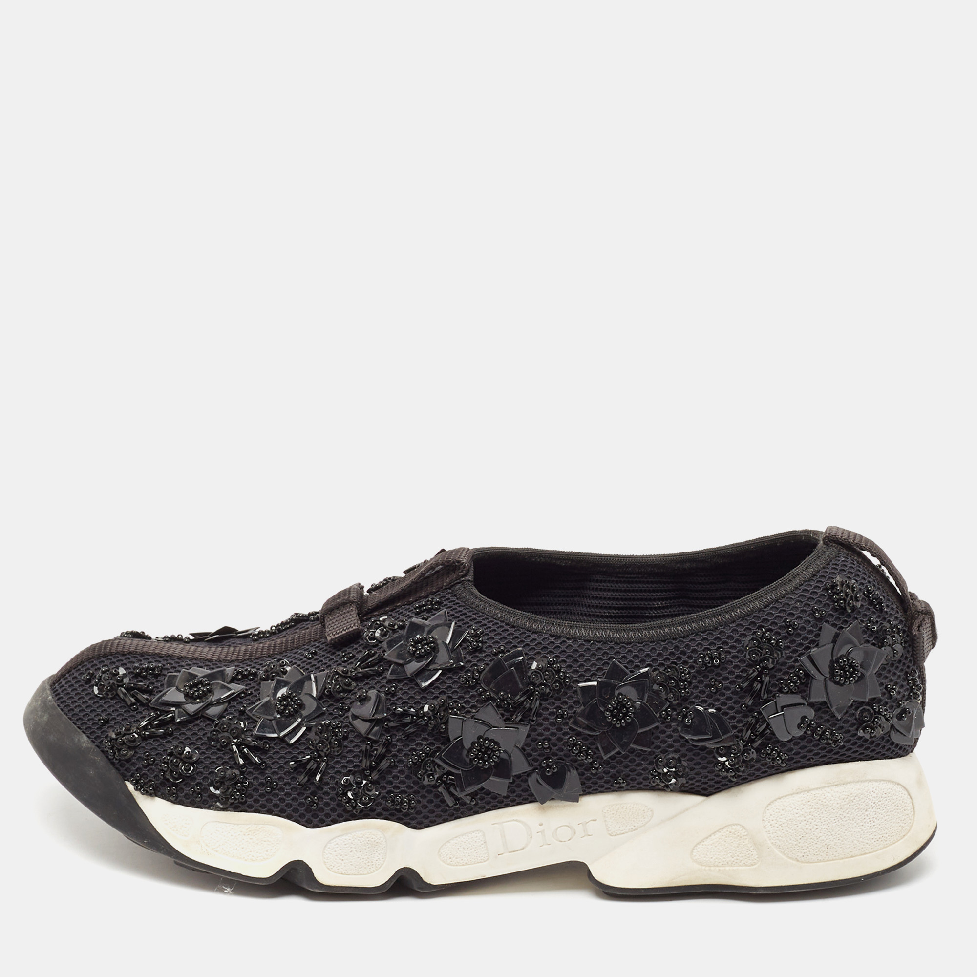 

Dior Black Mesh Embellished Fusion Sneakers Size