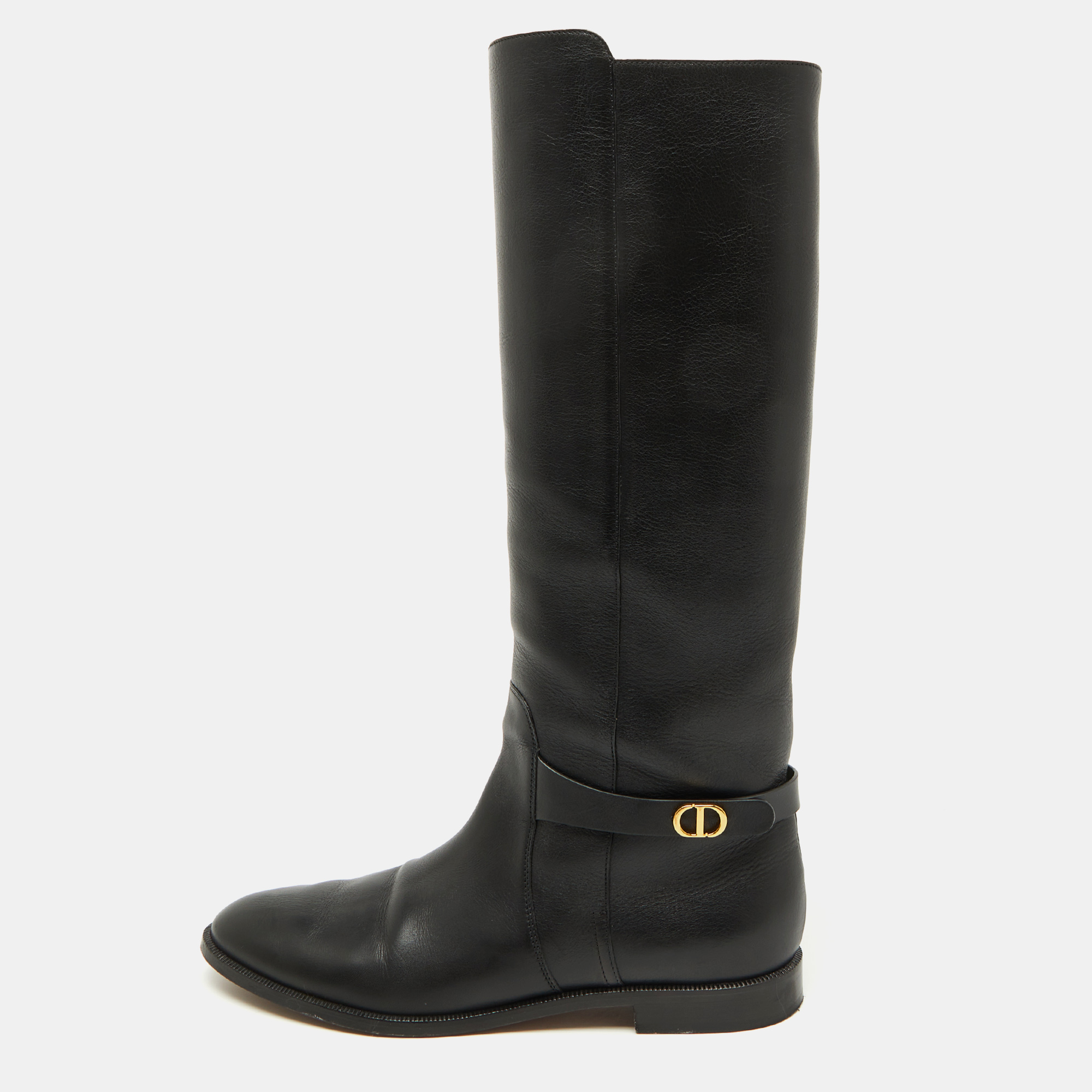 

Dior Black Leather Riding Knee Length Boots Size