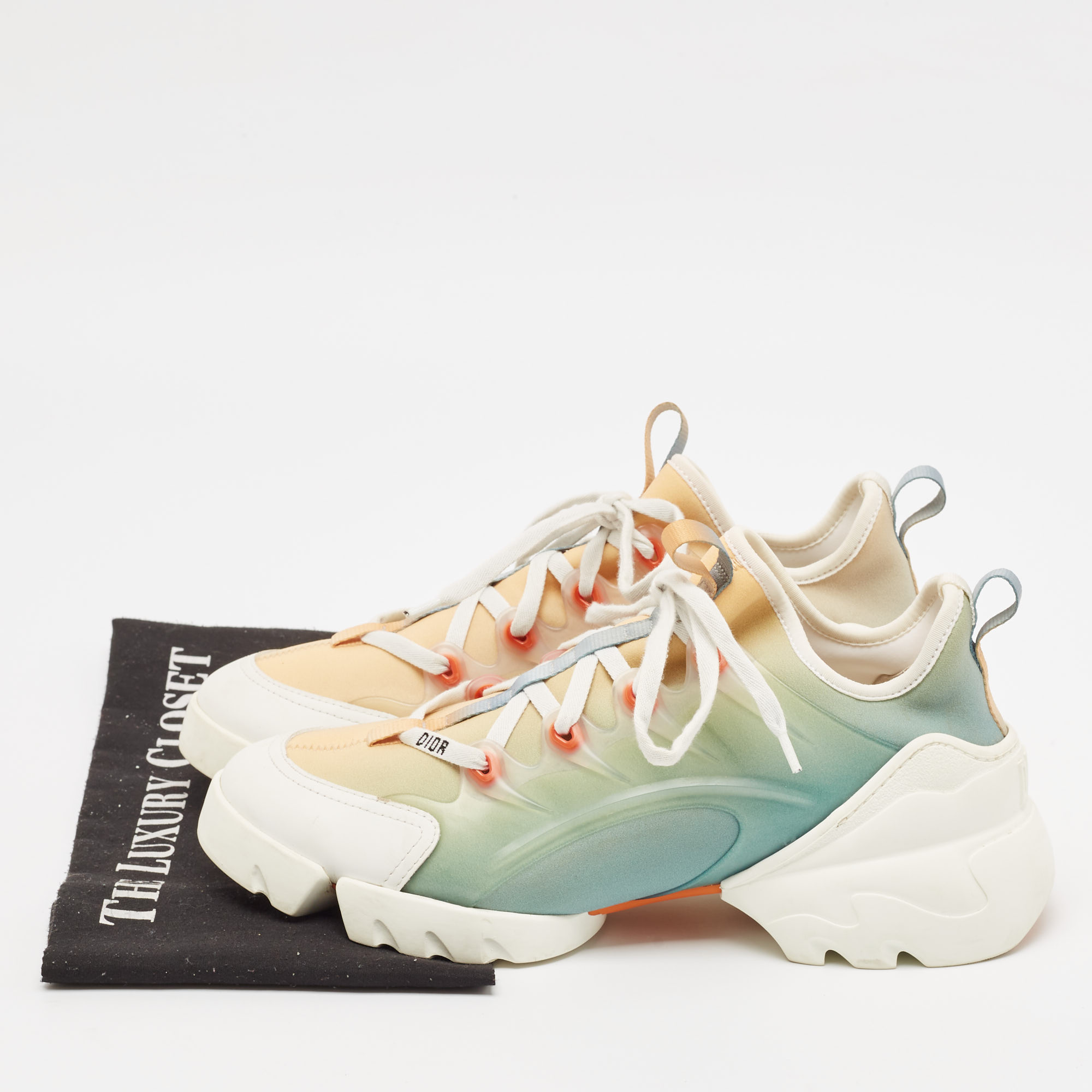Dior Multicolor Neoprene and PVC D-Connect Sneakers Size 39 