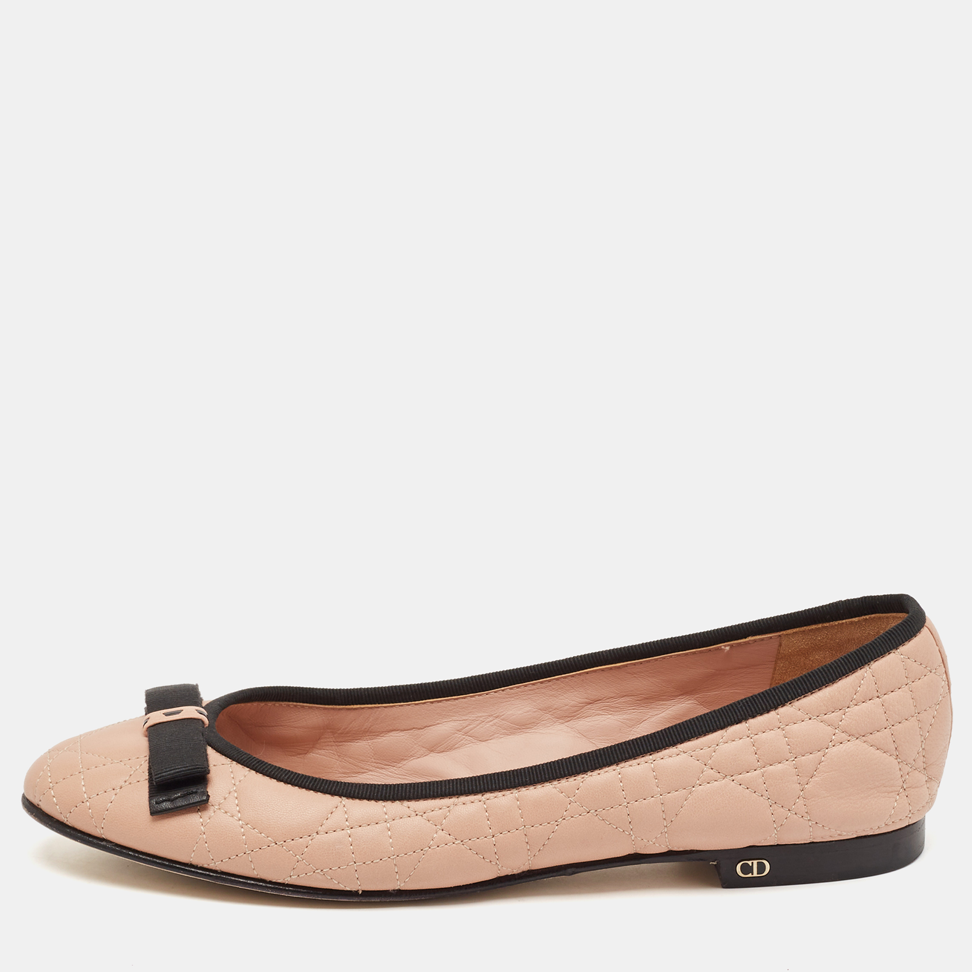 

Dior Beige Cannage Leather Bow Ballet Flats Size