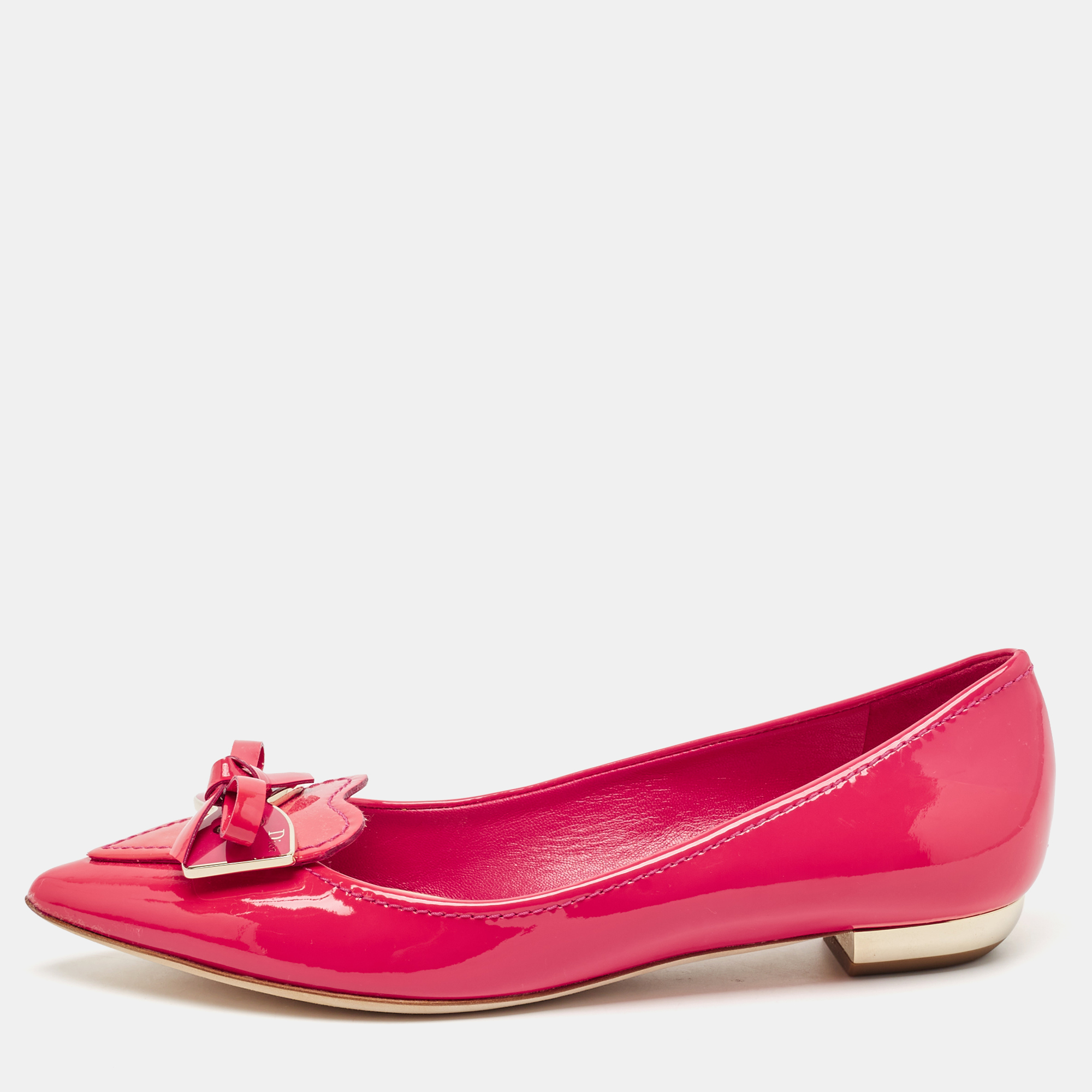 

Dior Pink Patent Leather Bow Pointed Toe Ballet Flats Size