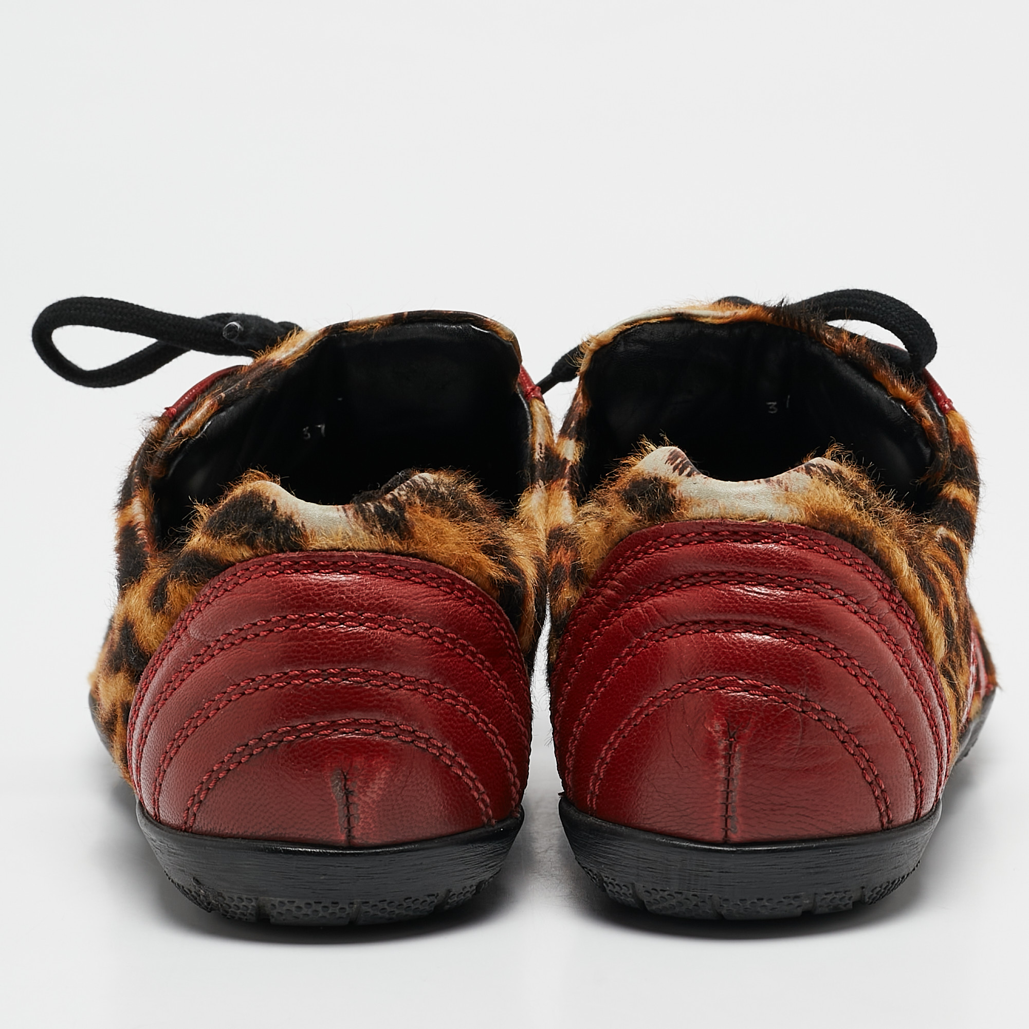 Dior Multicolor Calf Hair and Leather Lace Up Sneakers Size 37.5 