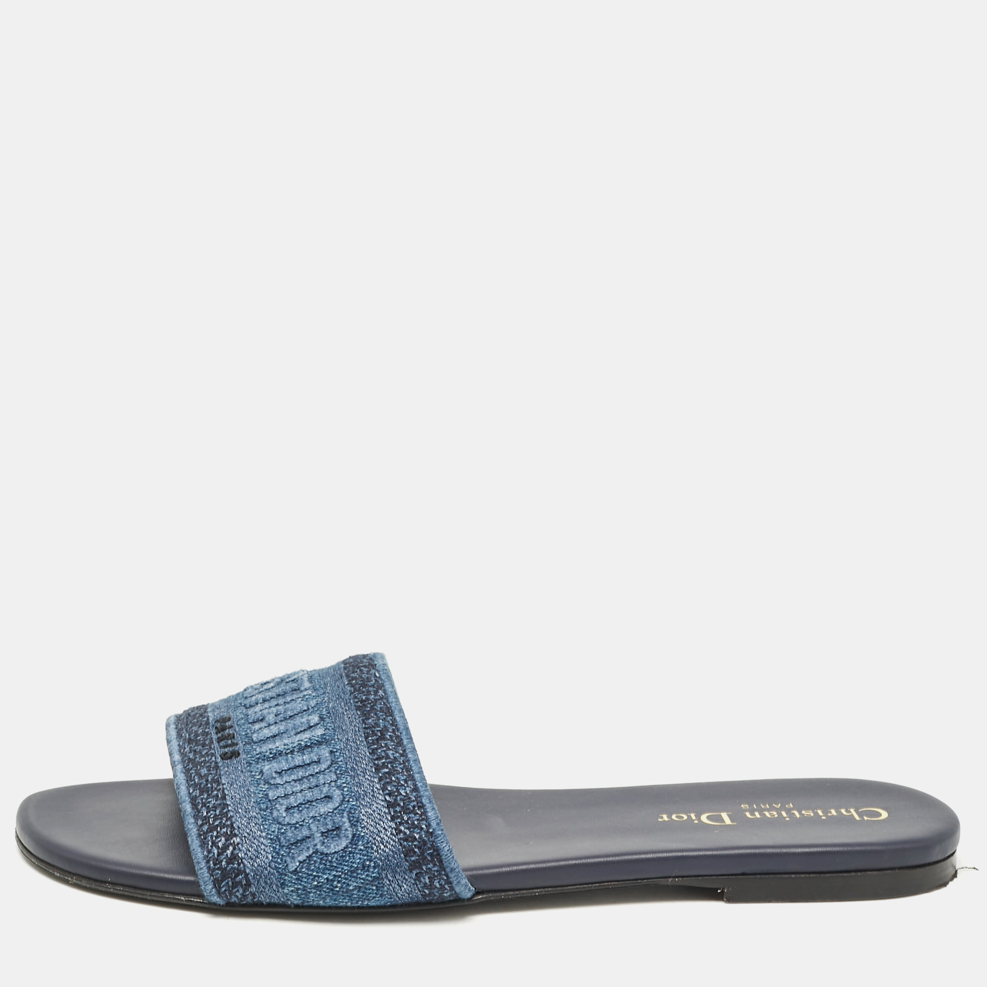 

Dior Blue Denim Dway Flat Slides Size