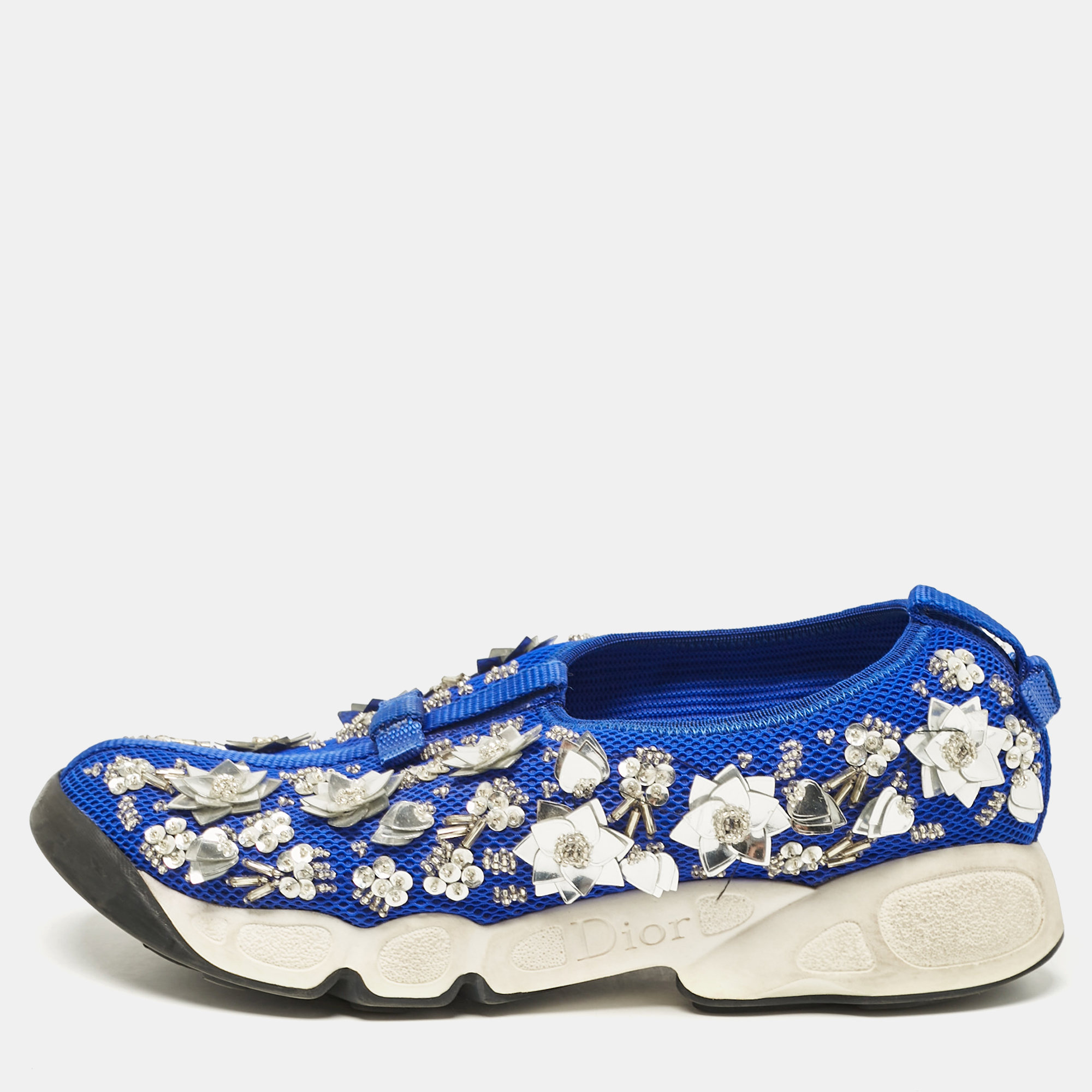 

Dior Blue Mesh Fusion Crystal Embellished Slip On Sneakers Size