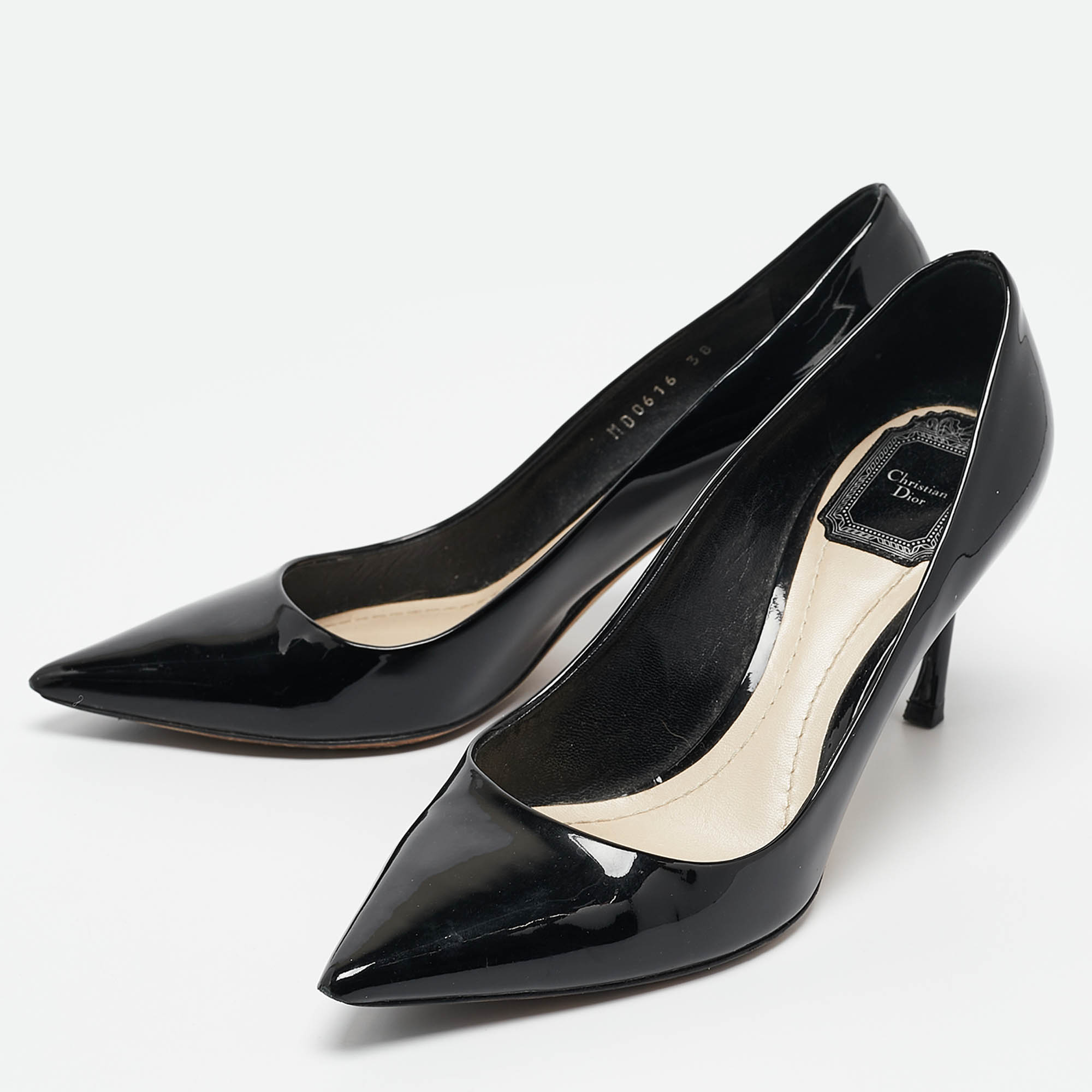 Dior Black Patent Leather Pointed Toe Pumps Size 38 