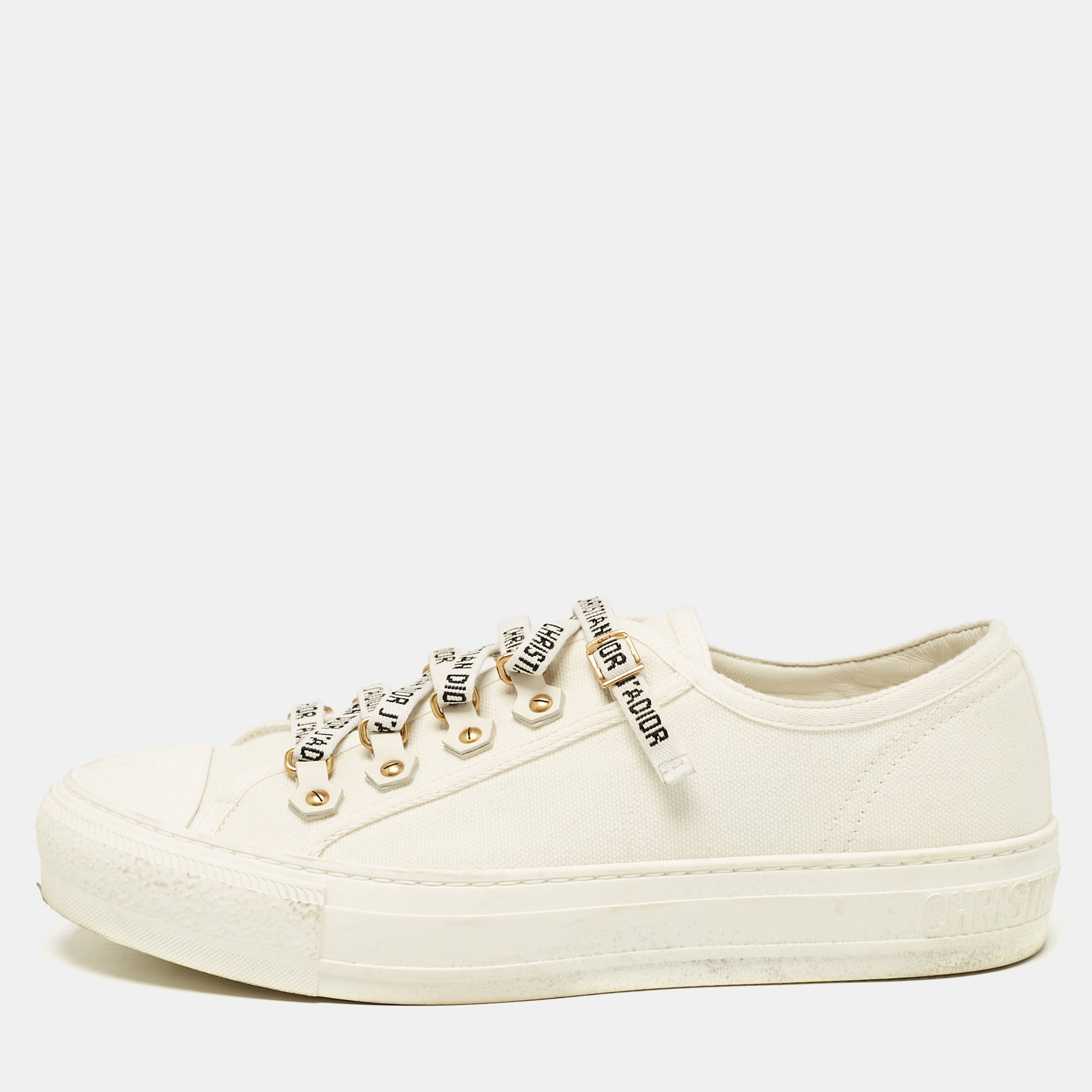 

Dior White Canvas Walk'n'Dior Low Top Sneakers Size