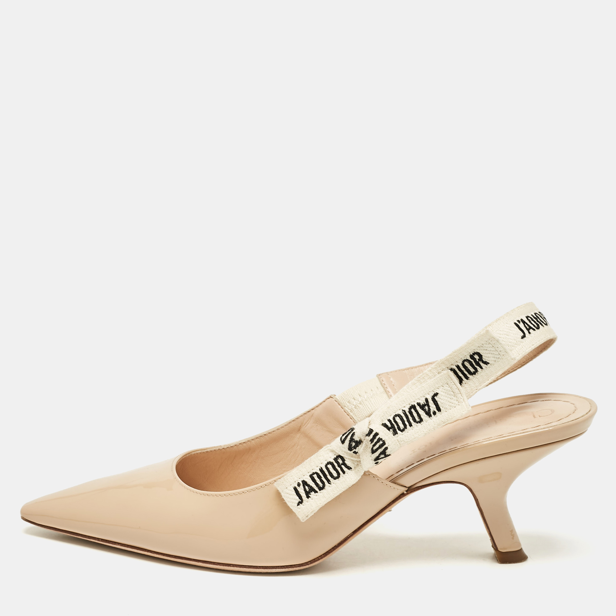 

Dior Beige Patent J'adior Slingback Pumps Size