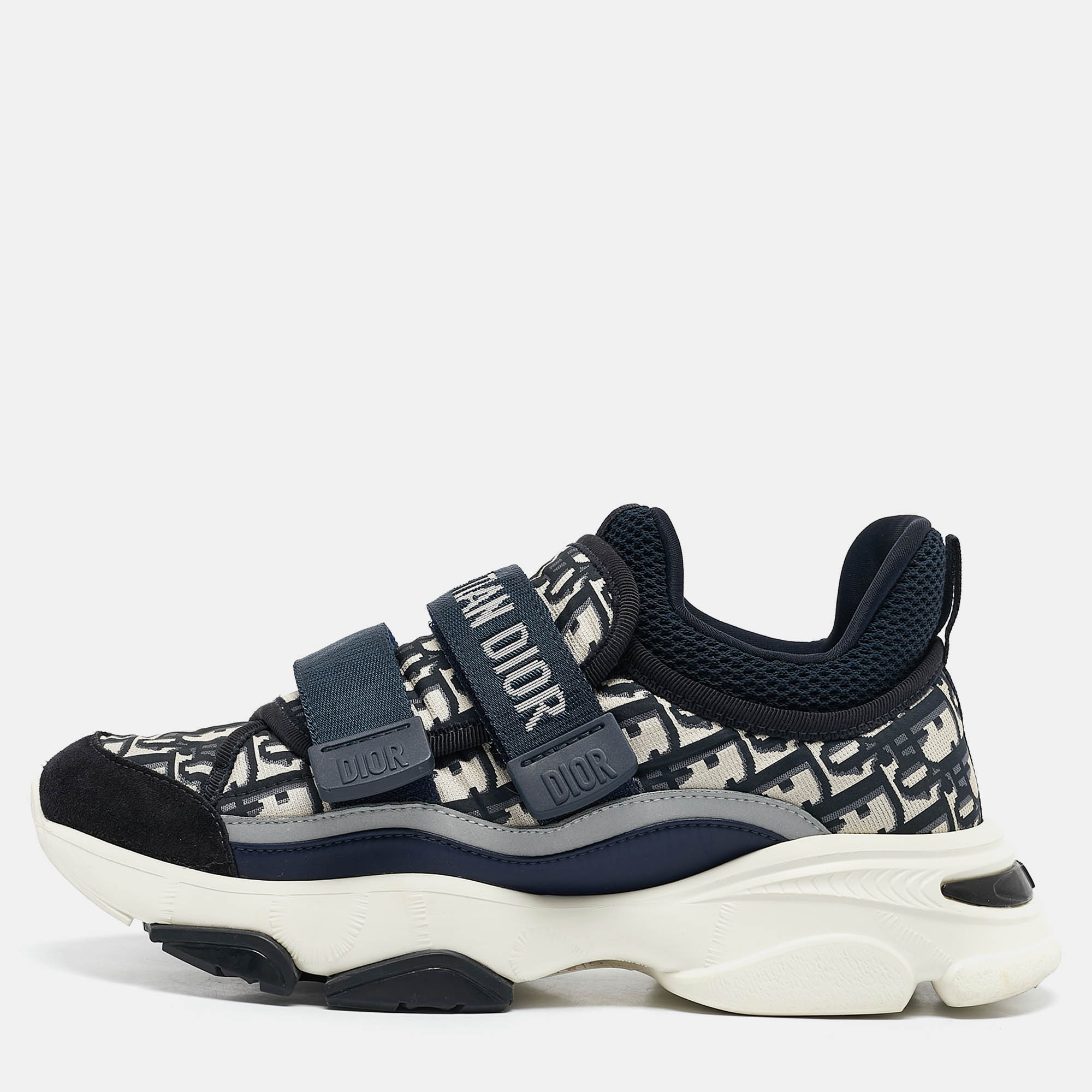 

Dior Blue Oblique Neoprene and Suede D-Wander Sneakers Size