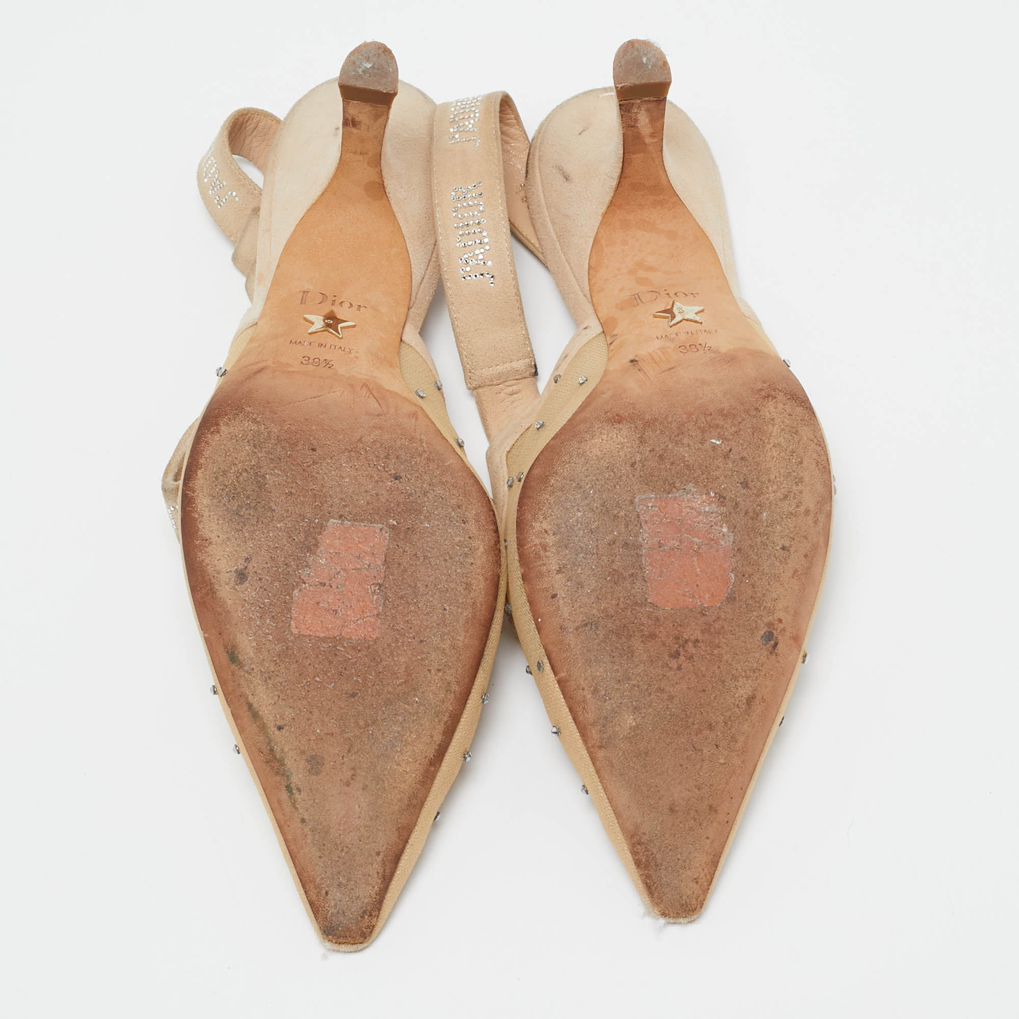 Dior Beige Mesh and Suede J`Adior Slingback Pumps Size 38.5 