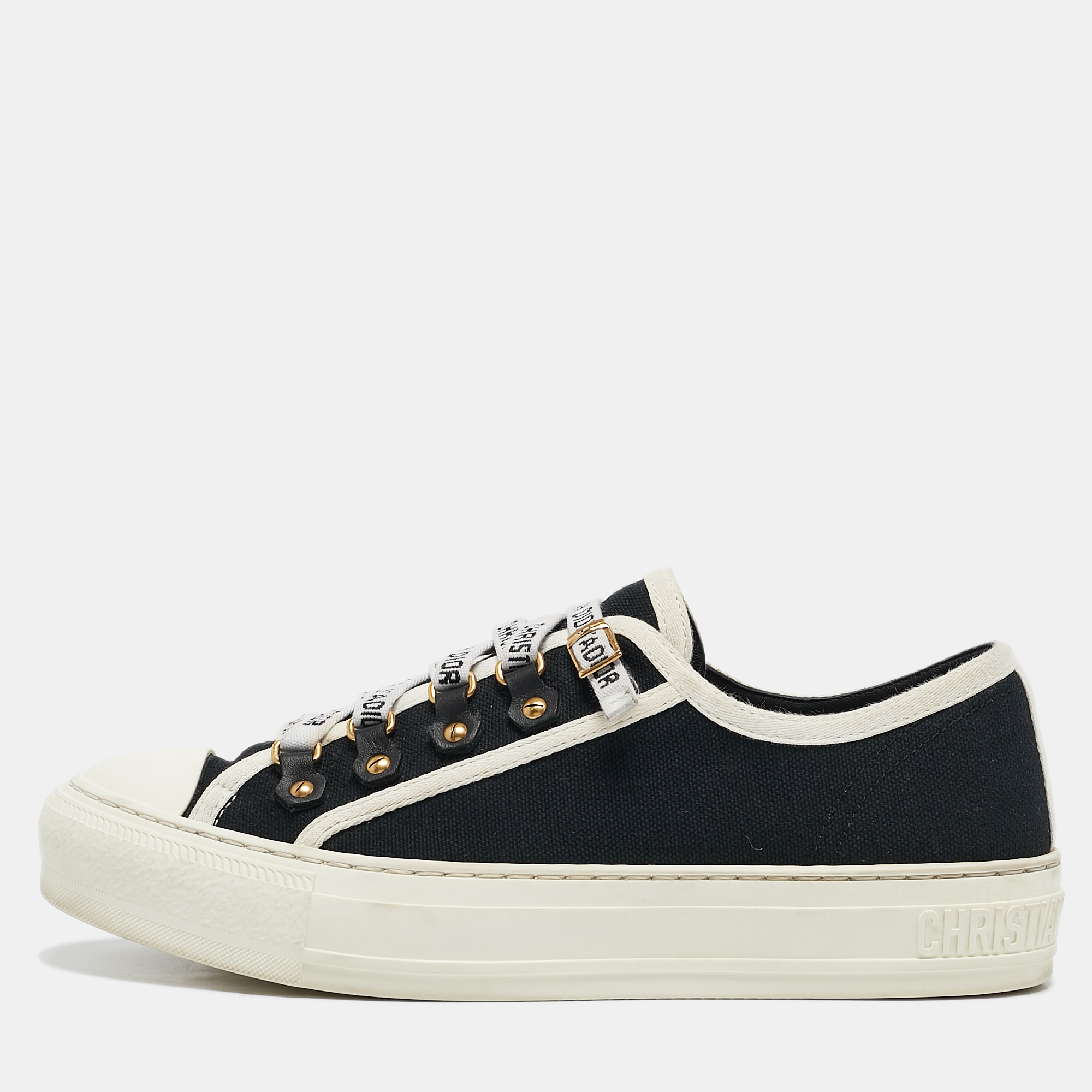 

Dior Black/Cream Canvas Walk'n'Dior Sneakers Size