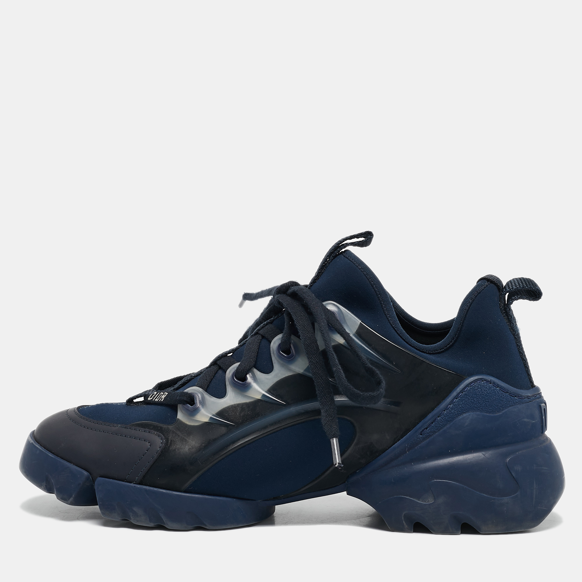 

Dior Navy Blue Neoprene and Rubber D-Connect Sneakers Size