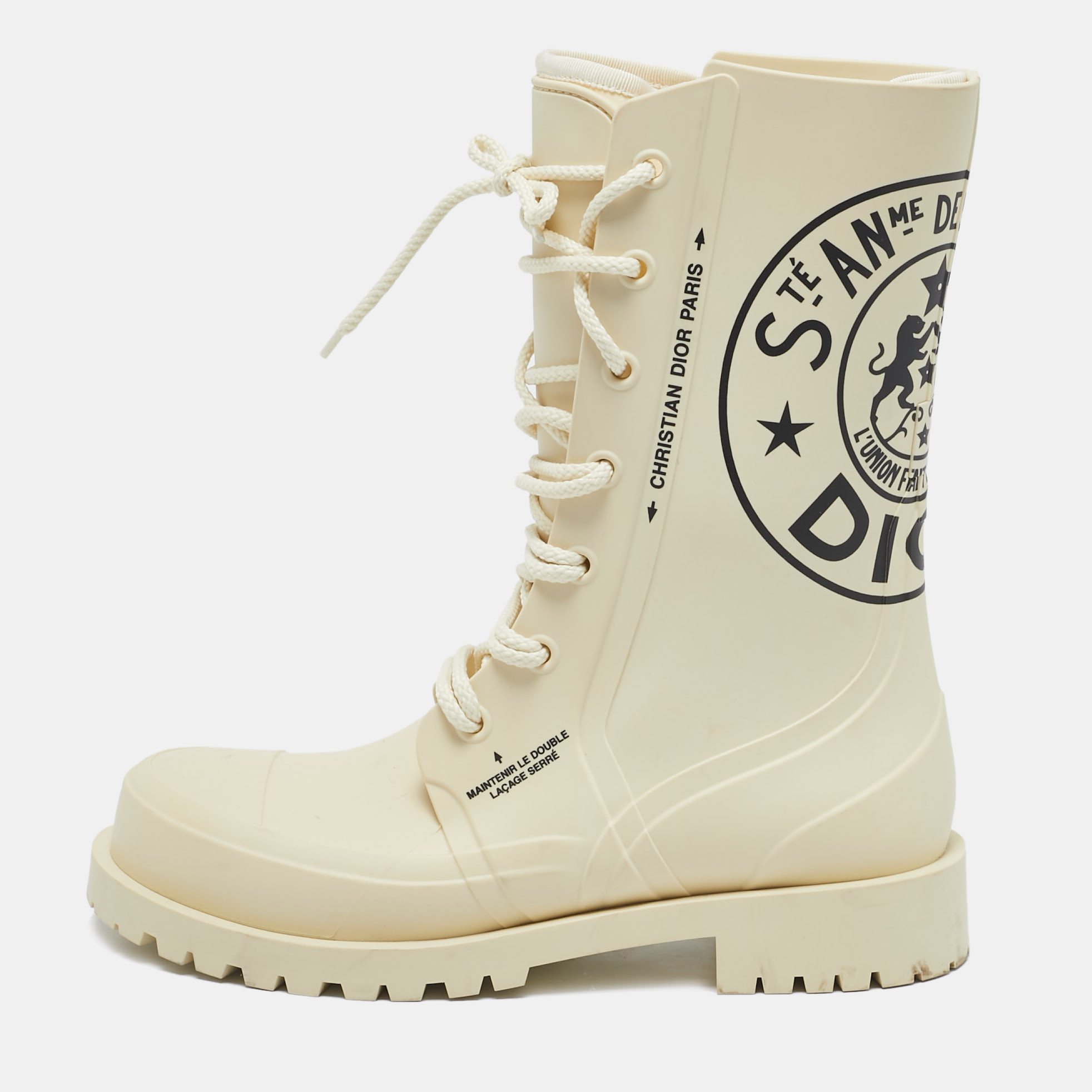 

Dior Cream Rubber Diorcamp Combat Boots Size