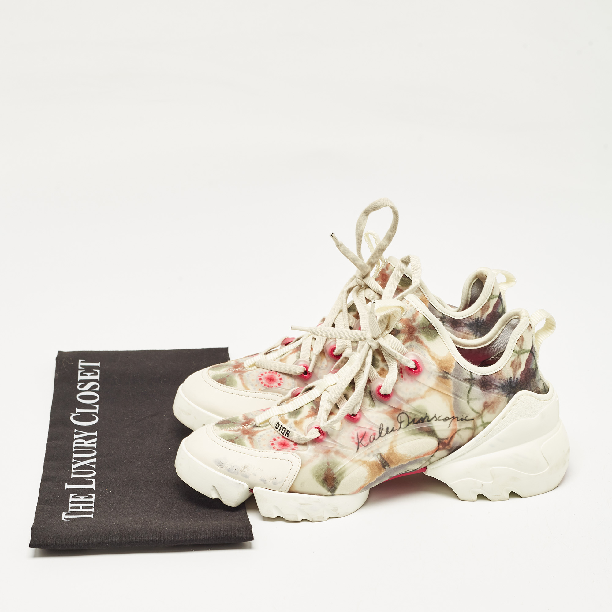 Dior Multicolor Neoprene and PVC D-Connect Sneakers Size 39 