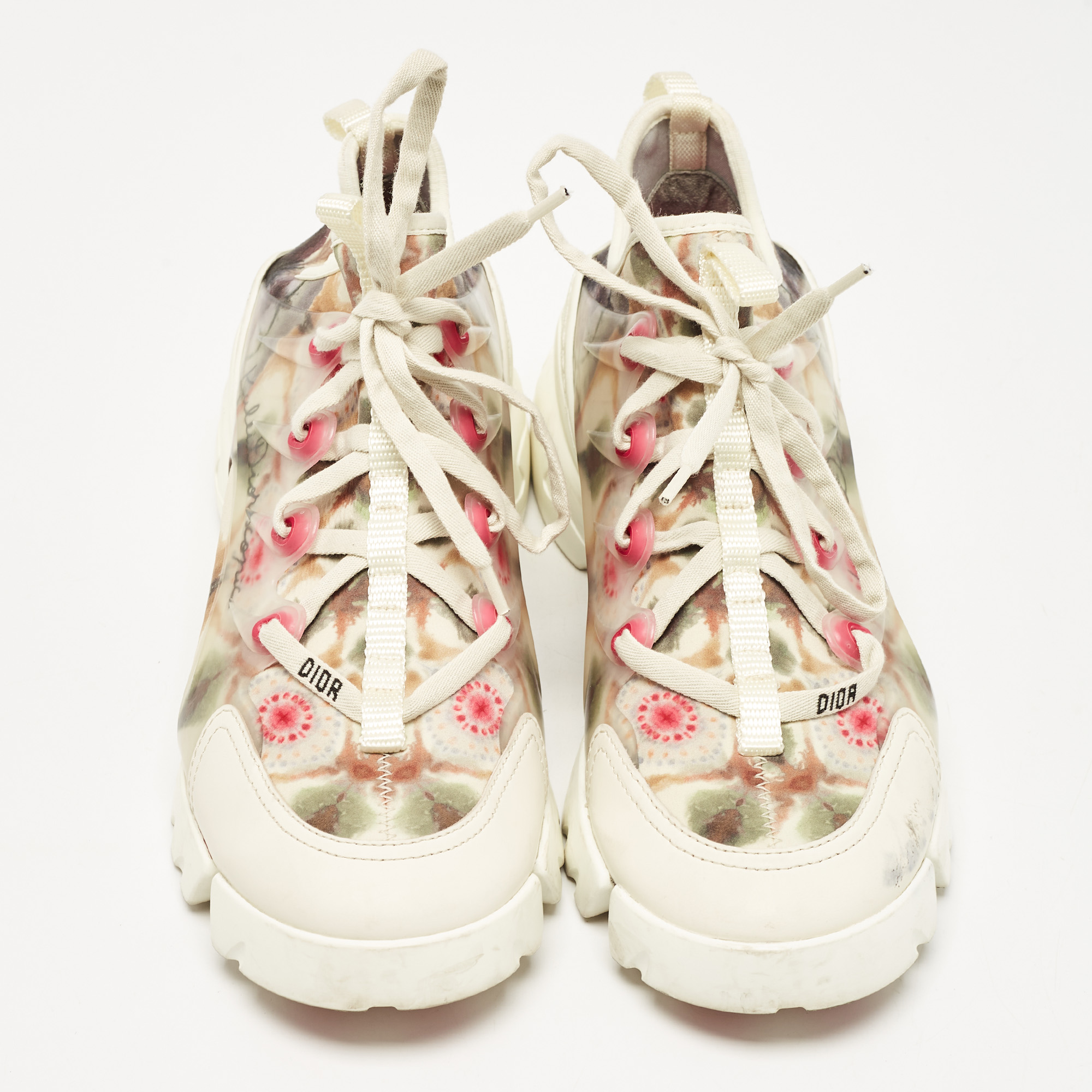 Dior Multicolor Neoprene and PVC D-Connect Sneakers Size 39 