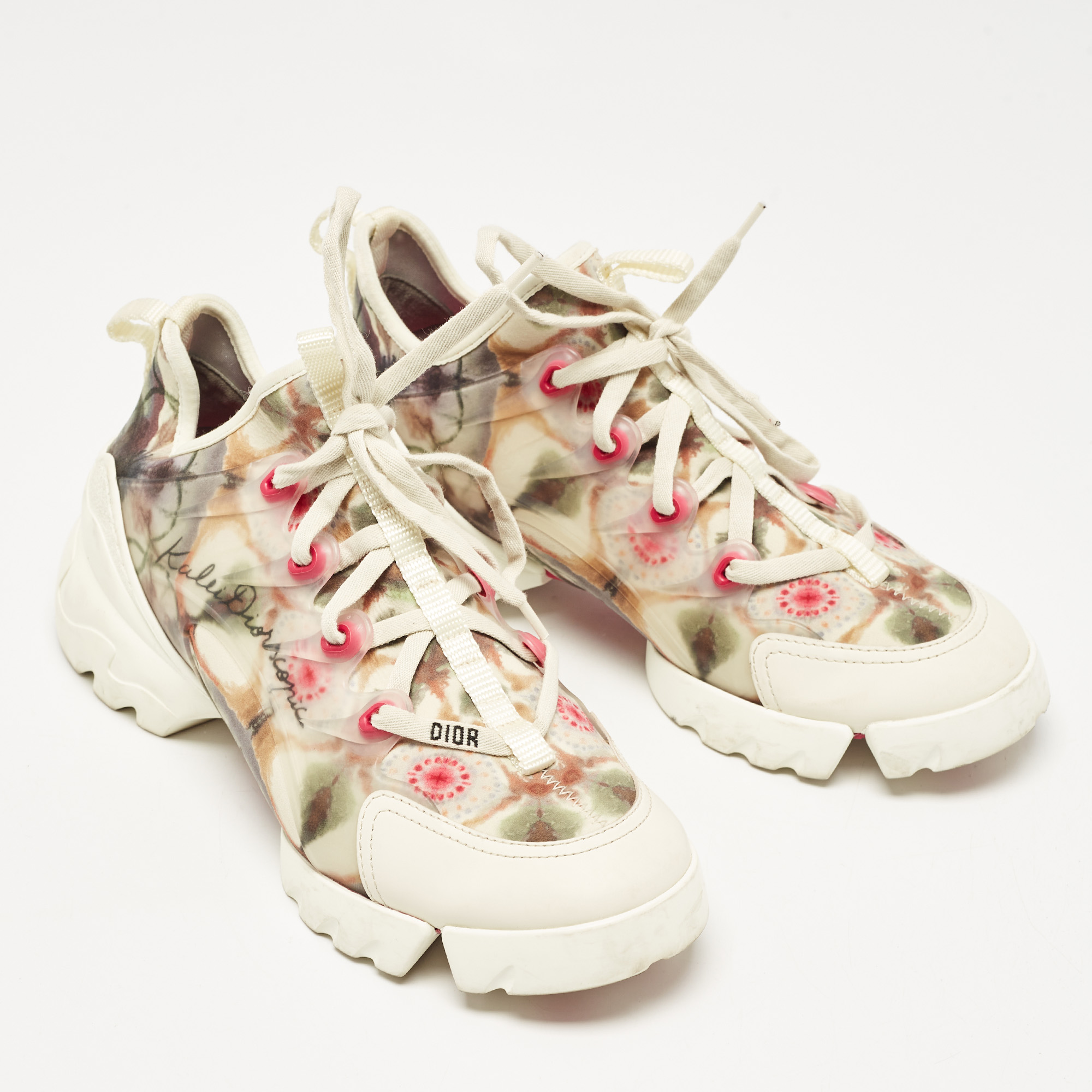 Dior Multicolor Neoprene and PVC D-Connect Sneakers Size 39 