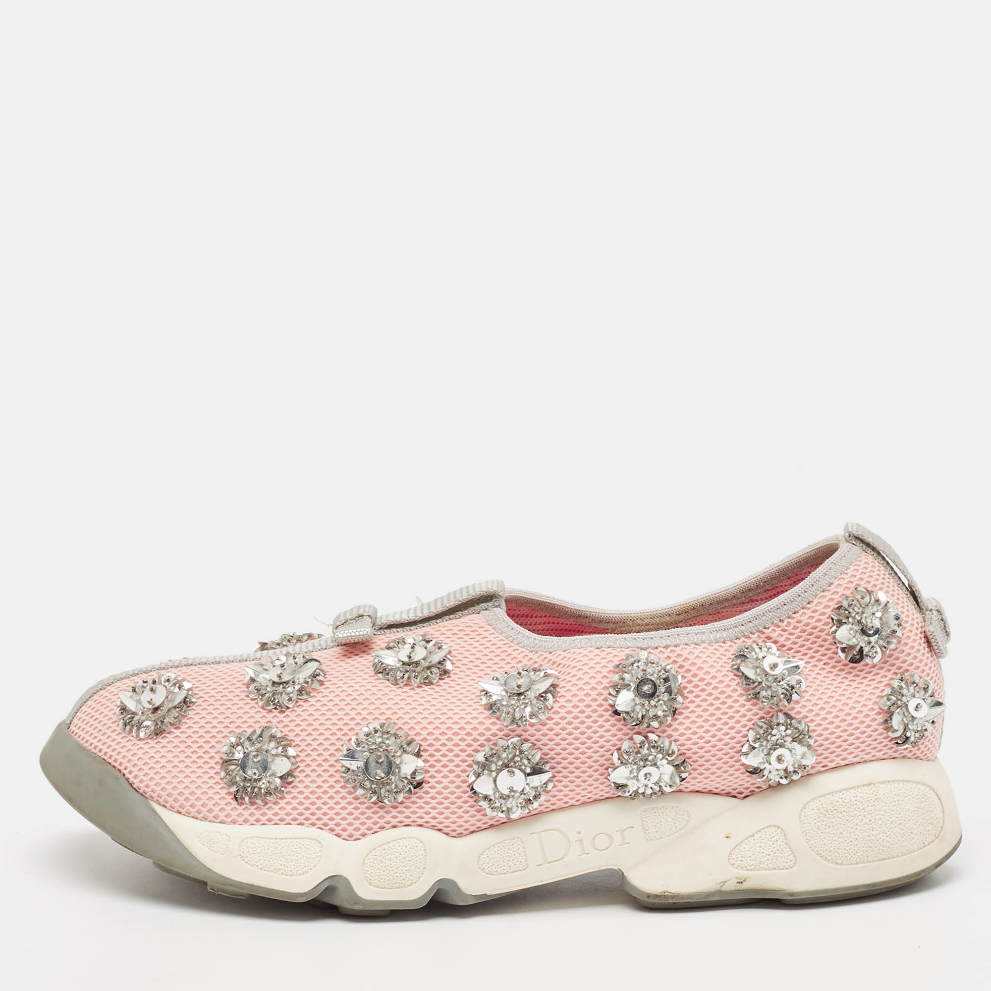 

Dior Pink Embellished Mesh Fusion Sneakers Size