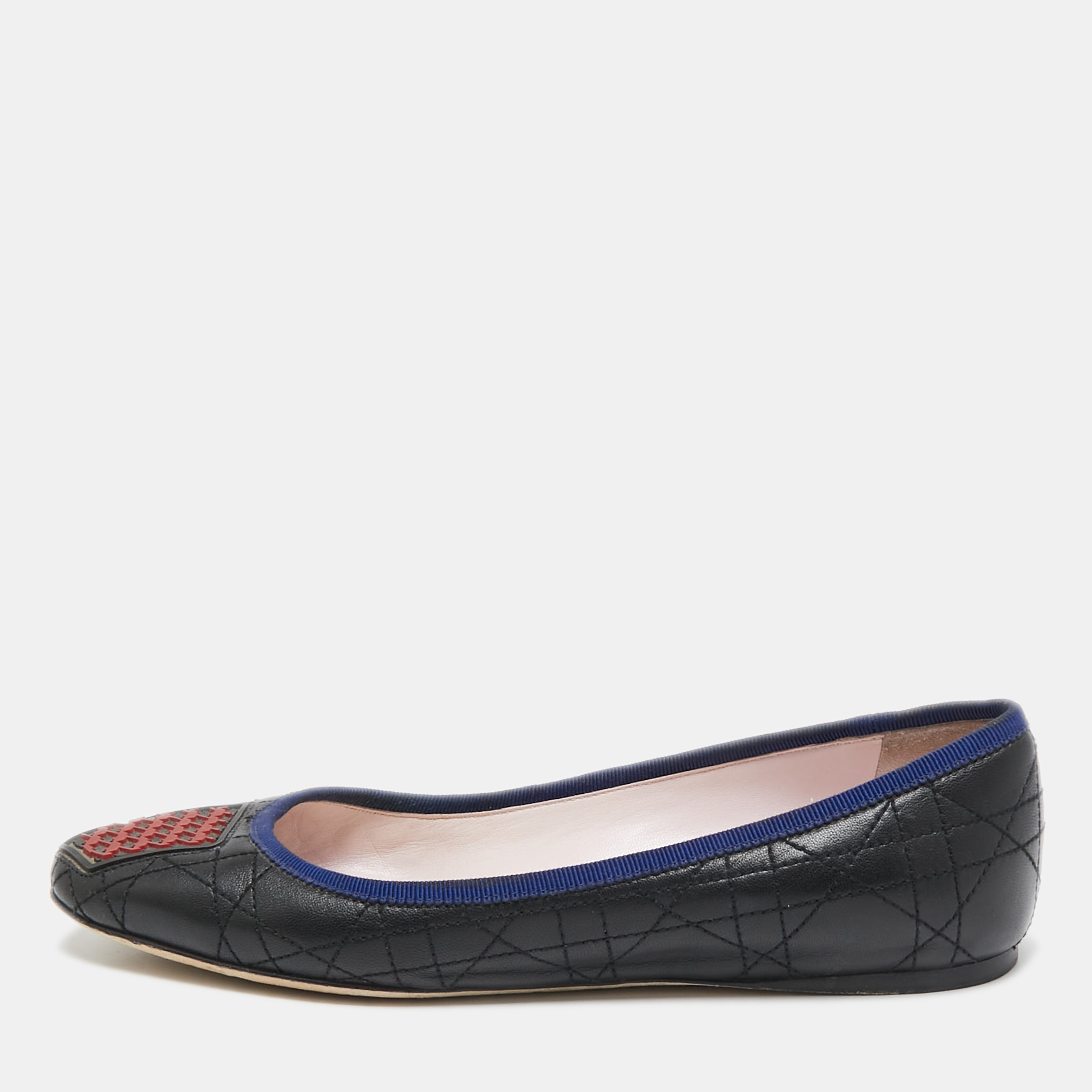 

Dior Black/Red Cannage Leather And Rubber Gum Ballet Flats Size