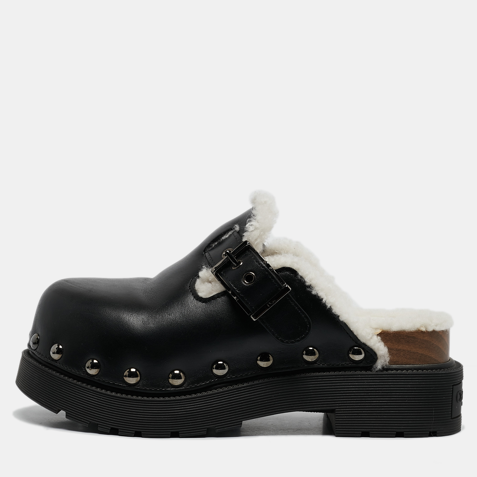 

Dior Black Leather Diorquake Clogs Size