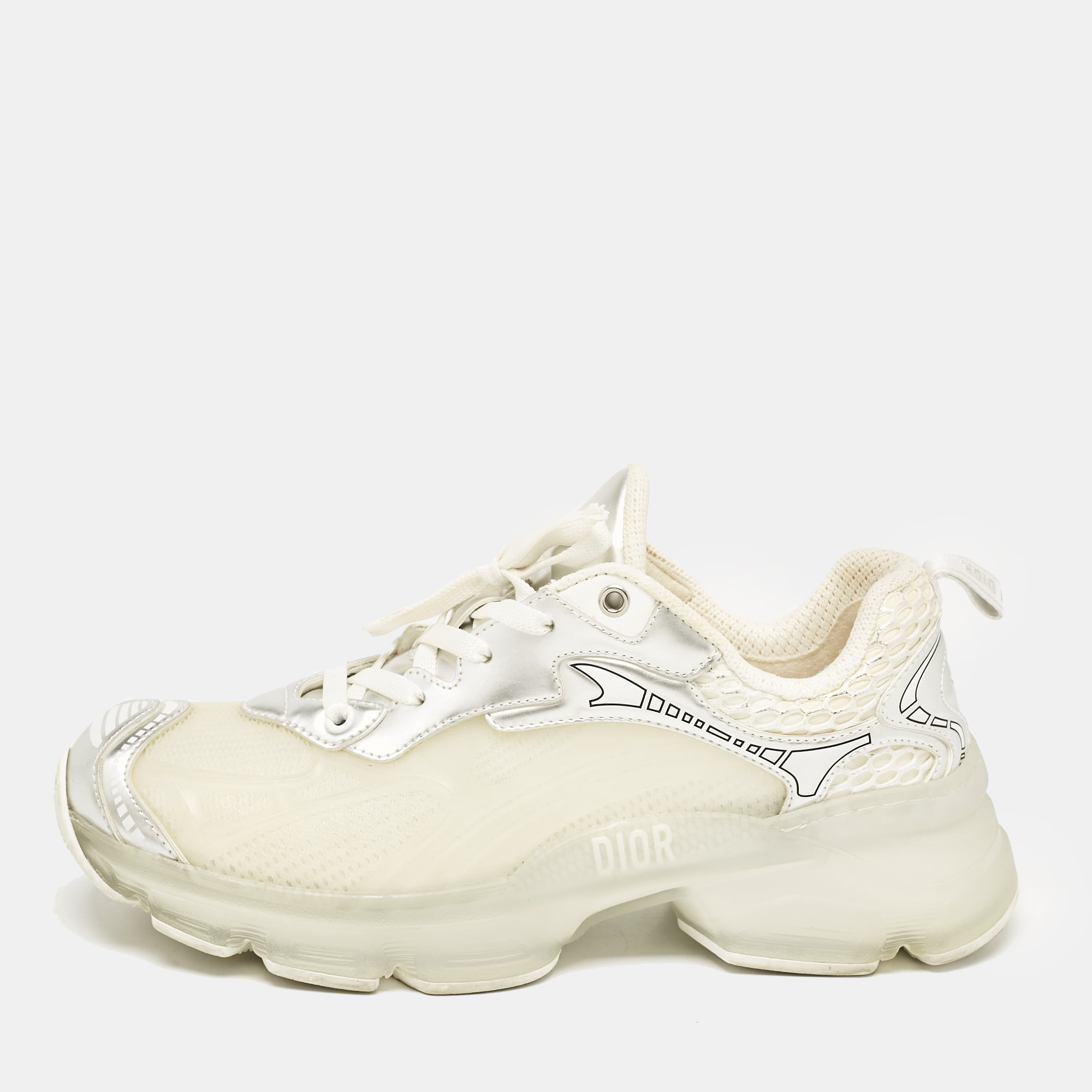 

Dior White/Silver Mesh and Leather Vibe Sneaker Size