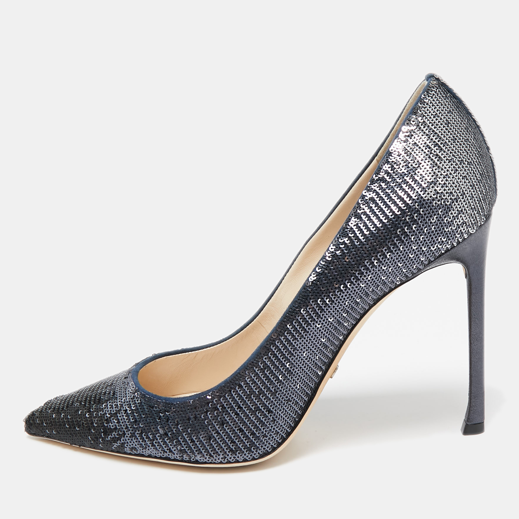 

Dior Metallic Navy Blue Sequin Pointed Toe Pumps Size