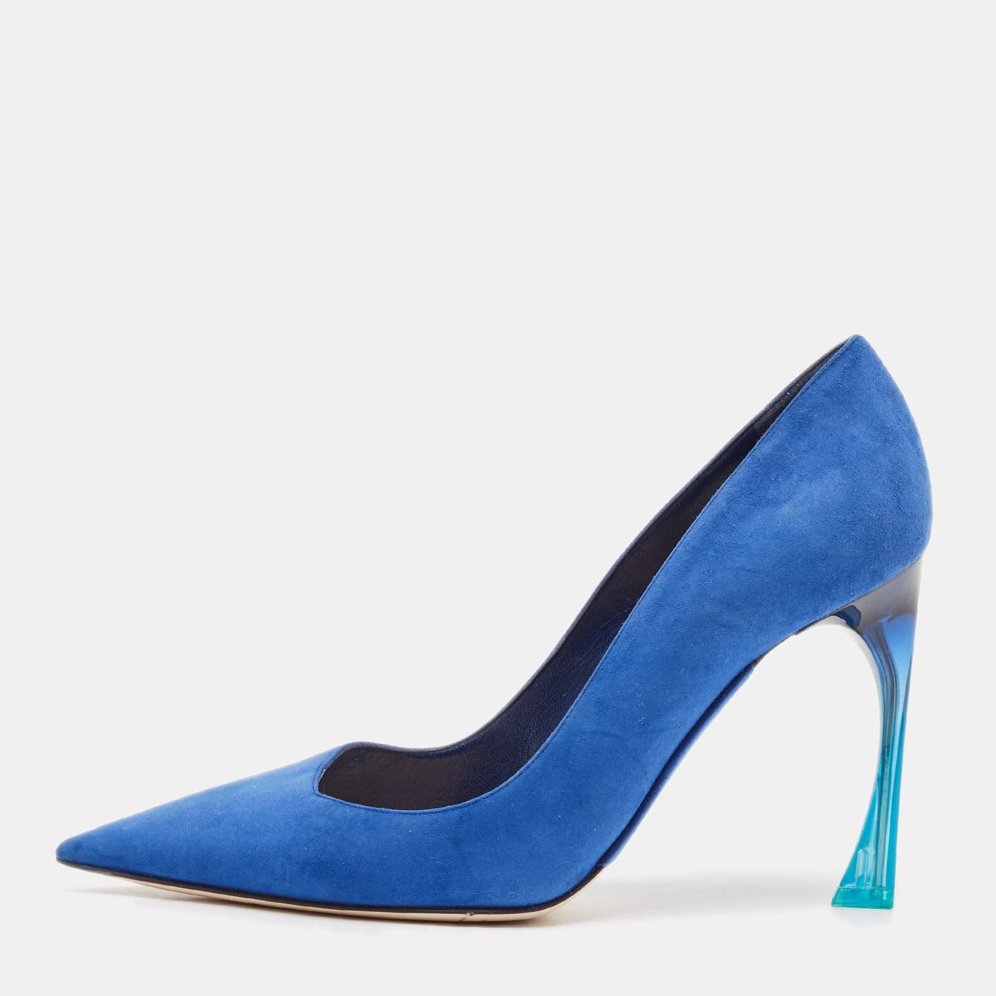 

Dior Blue Suede Pointed Toe Ombre Heel Pumps Size