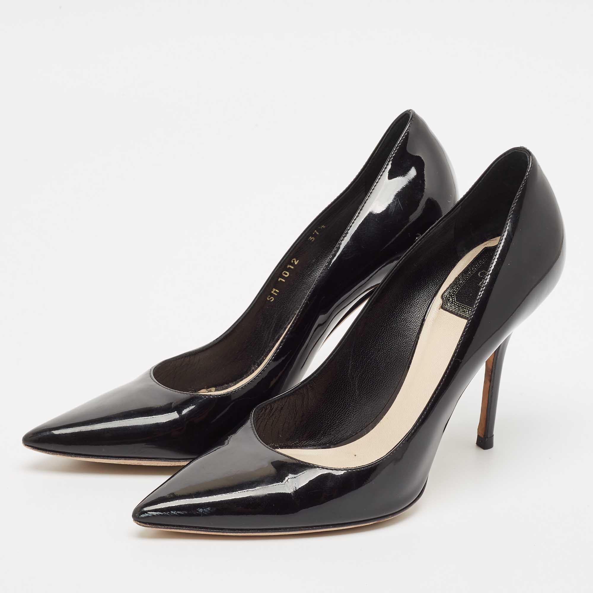 Dior Black Patent Leather Pointed Toe Pumps Size 37.5 