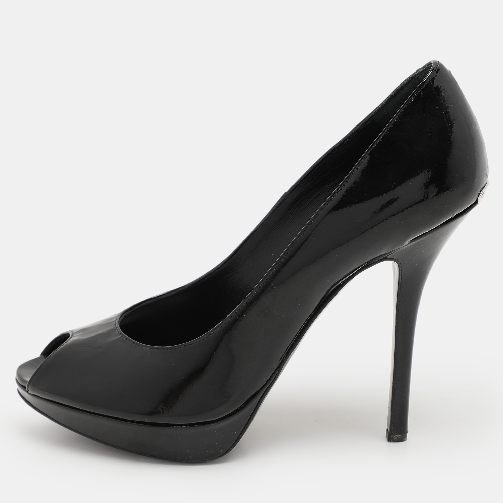 

Dior Black Patent Leather Peep Toe Pumps Size